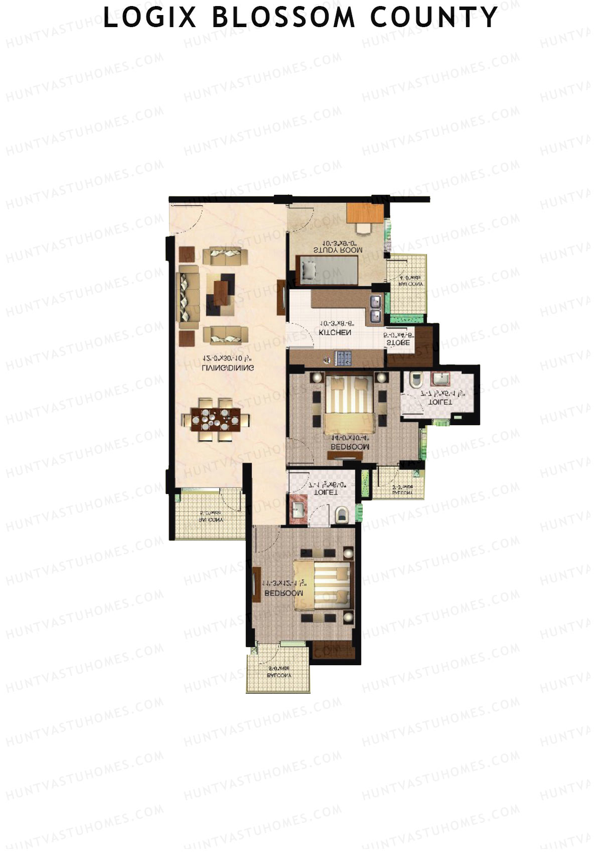 Logix Blossom County Tower M Unit 7 (Type 3A) Floor Plan