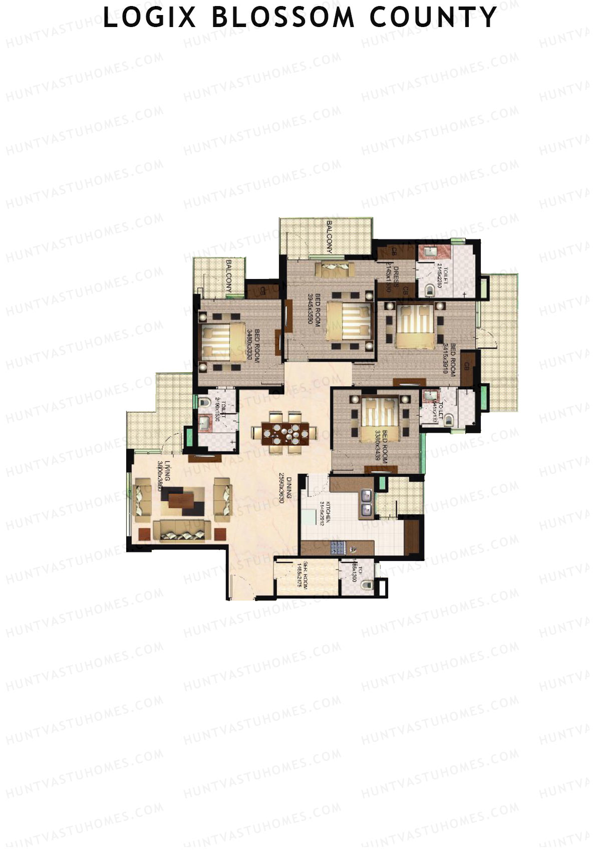 Logix Blossom County Tower N Unit 2 (Type 7) Floor Plan