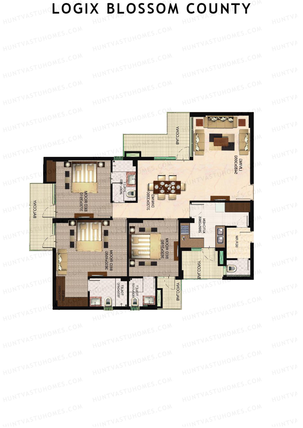 Logix Blossom County Tower O Unit 1 (Type 6) Floor Plan