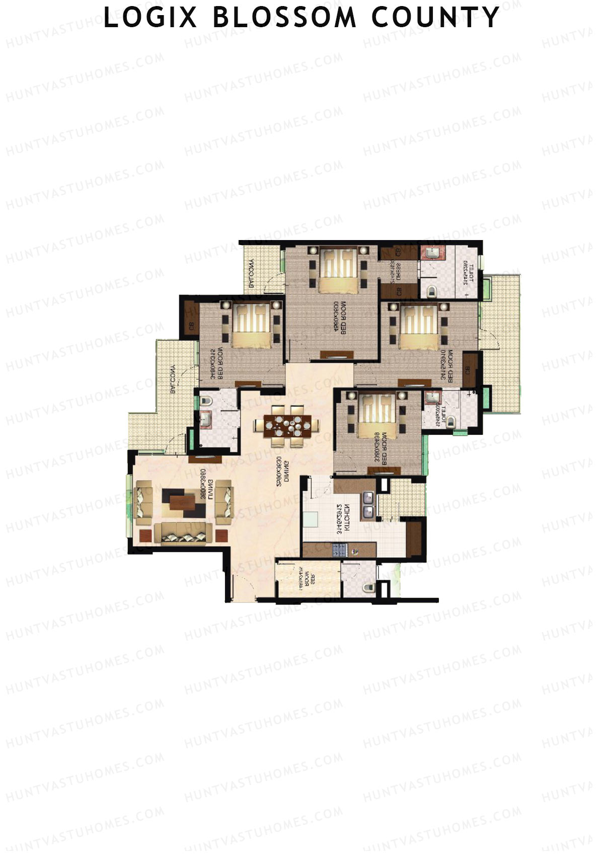 Logix Blossom County Tower O Unit 2 (Type 7A) Floor Plan