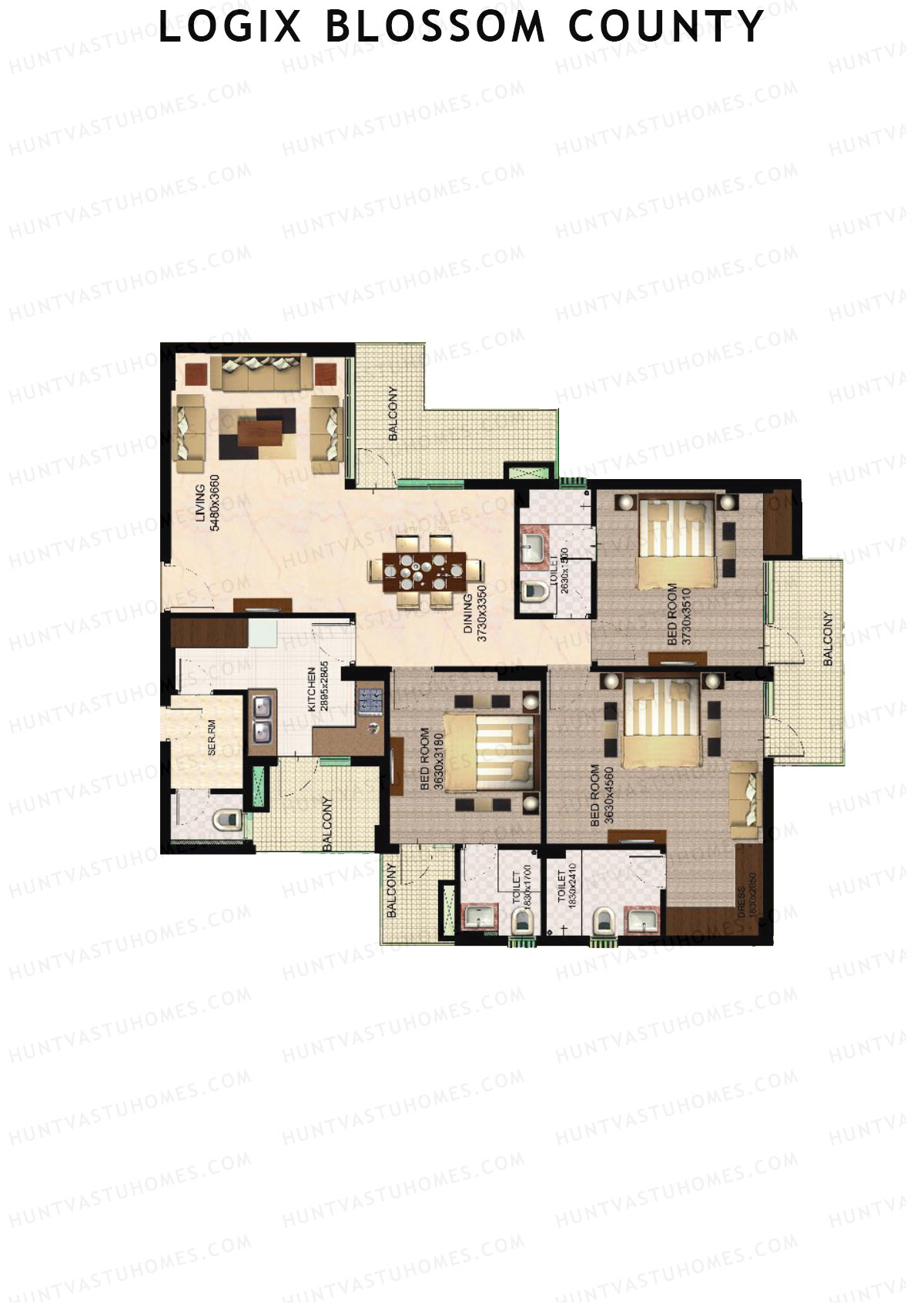 Logix Blossom County Tower O Unit 3 (Type 6) Floor Plan