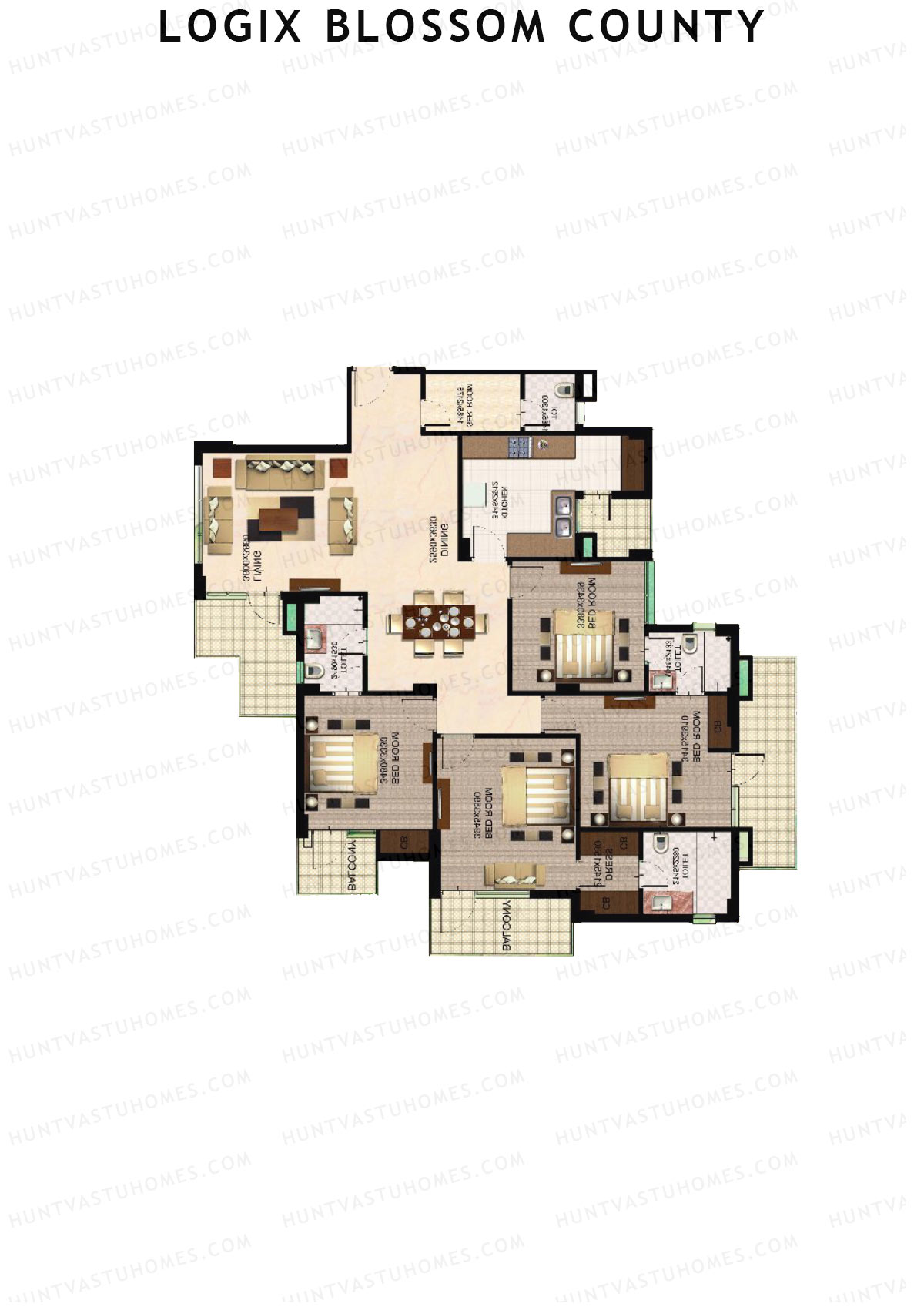 Logix Blossom County Tower O Unit 5 (Type 7) Floor Plan