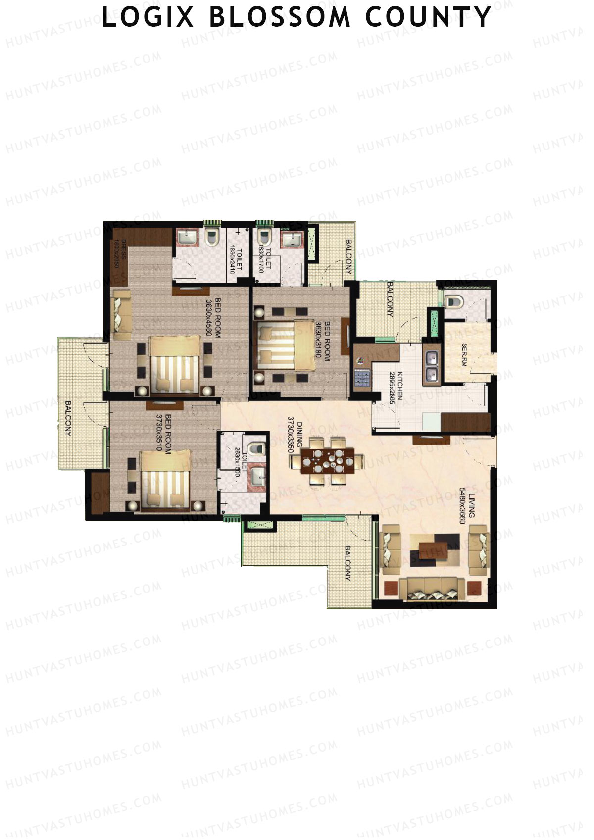 Logix Blossom County Tower O Unit 6 (Type 6) Floor Plan