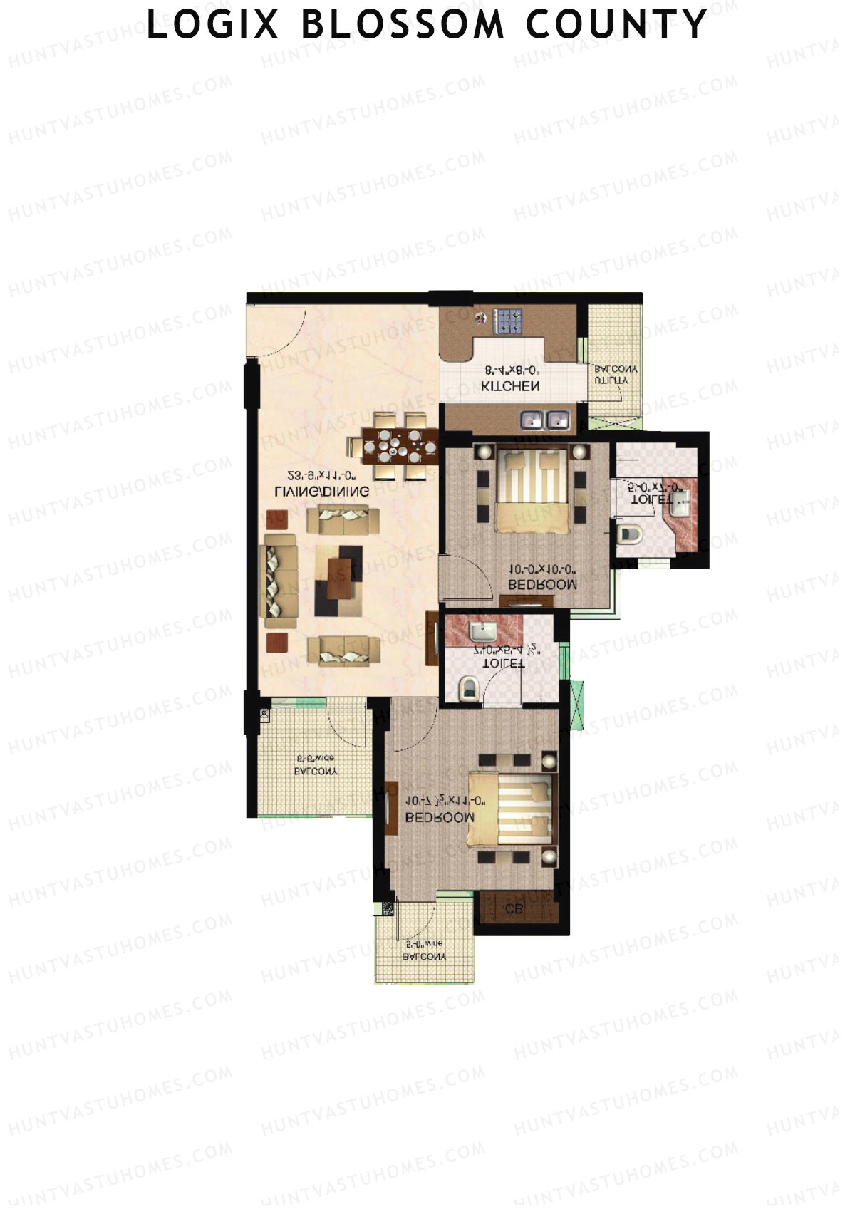 Logix Blossom County Tower P Unit 3 (Type 1B) Floor Plan