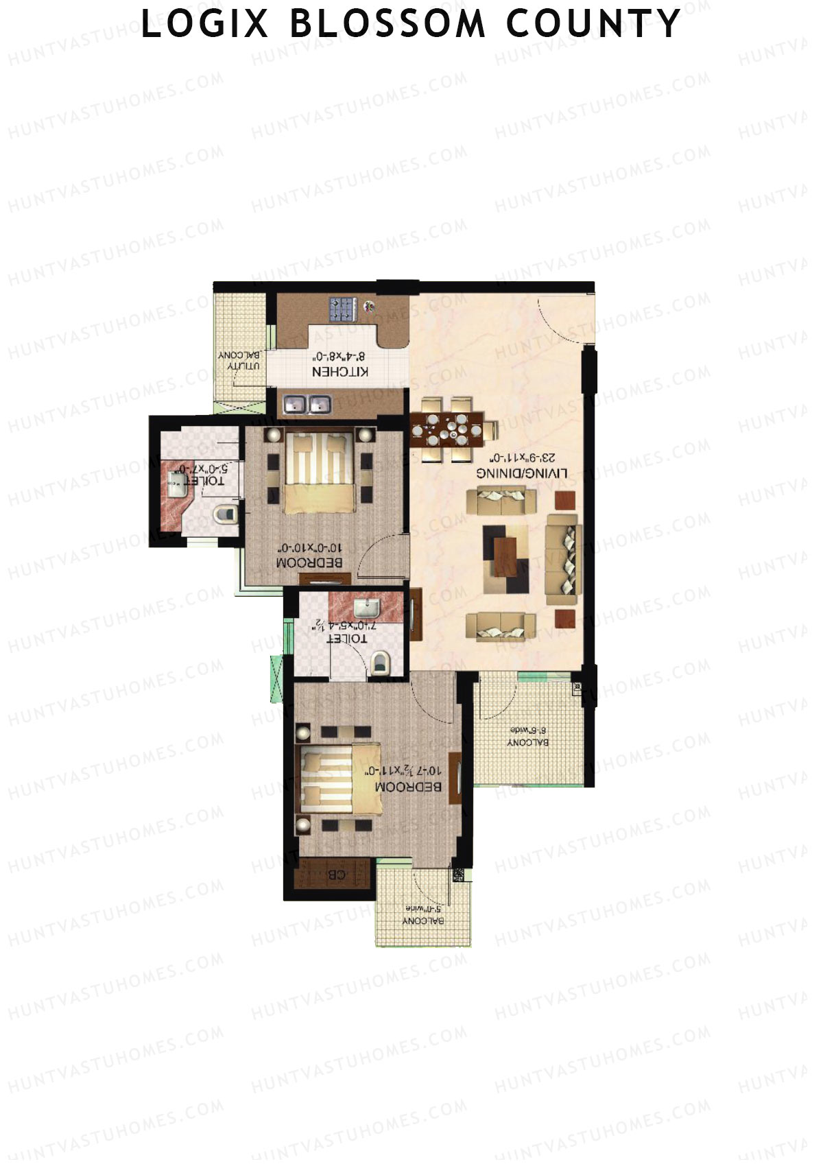 Logix Blossom County Tower P Unit 6 (Type 1B) Floor Plan