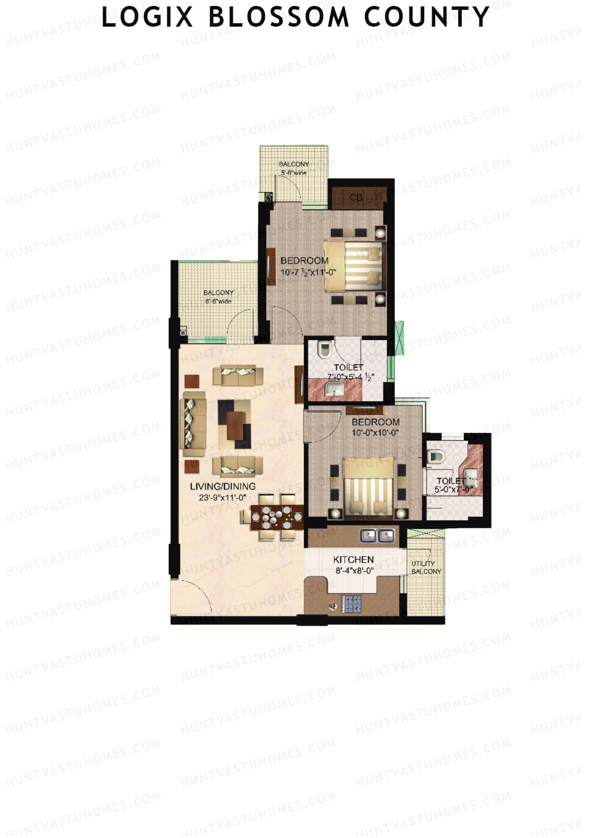 Logix Blossom County Tower P Unit 8 (Type 1B) Floor Plan