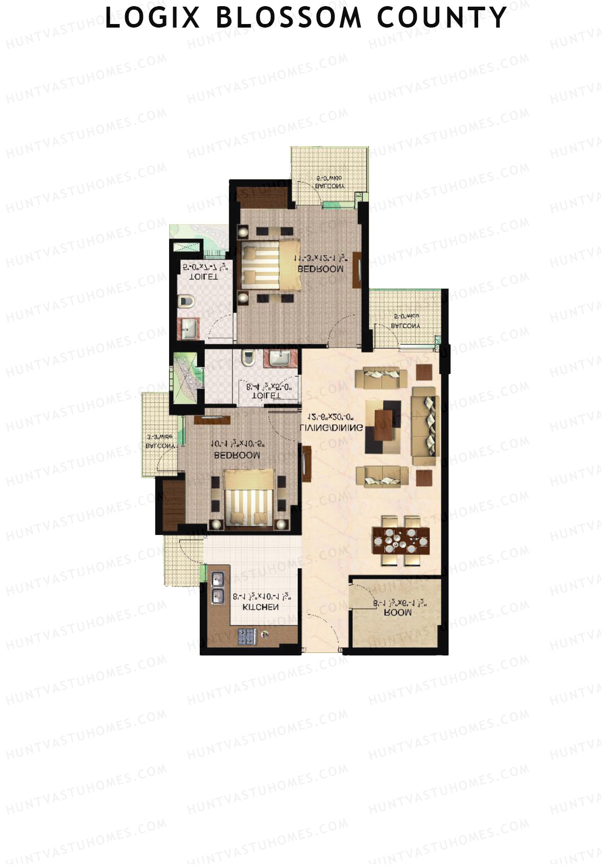 Logix Blossom County Tower Q Unit 1 (Type 2A) Floor Plan