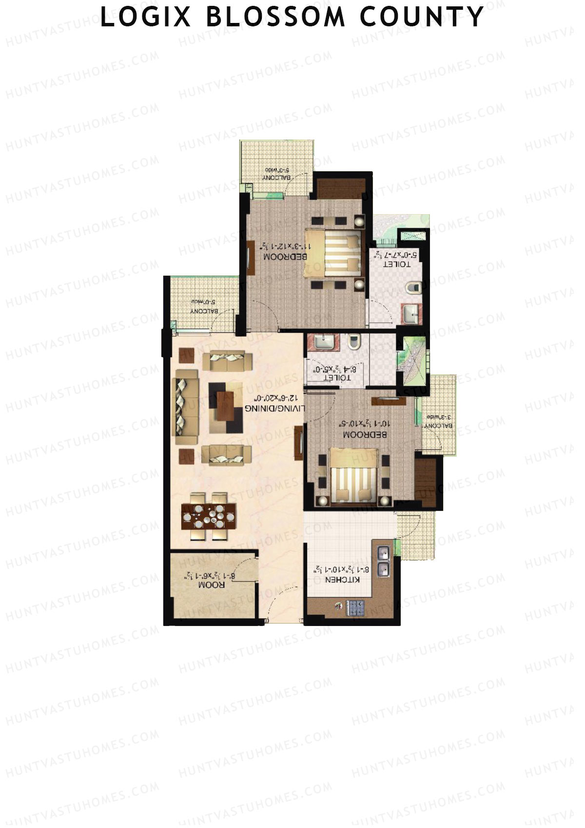 Logix Blossom County Tower Q Unit 8 (Type 2A) Floor Plan