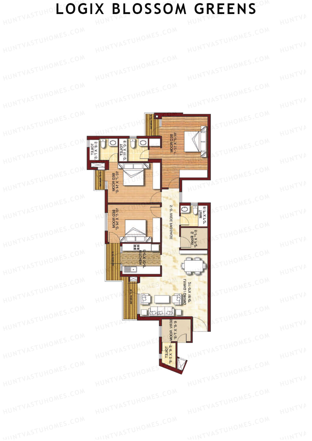 Logix Blossom Greens Tower B Unit 2 (Type 6) Floor Plan