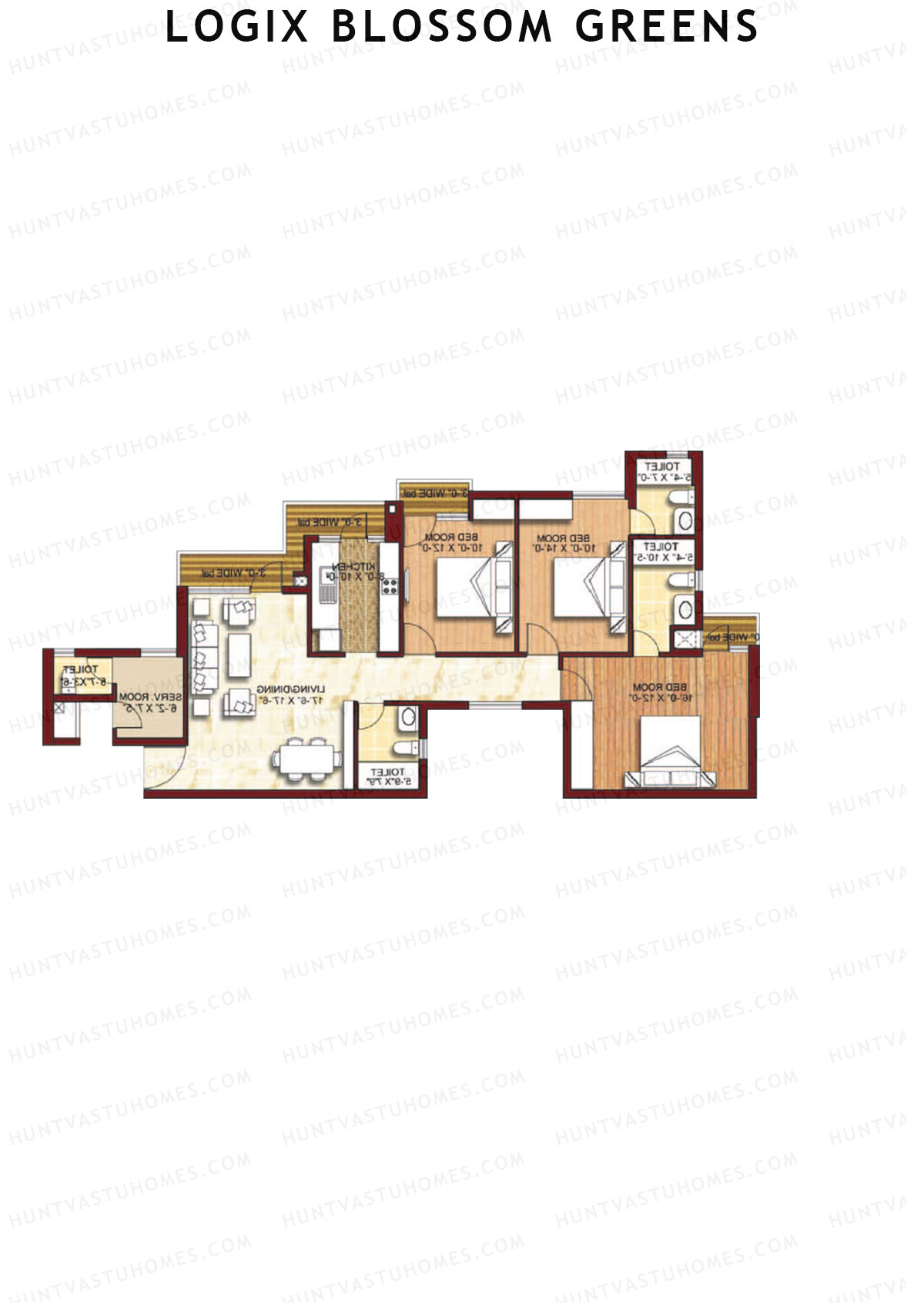 Logix Blossom Greens Tower B Unit 4 (Type 5) Floor Plan