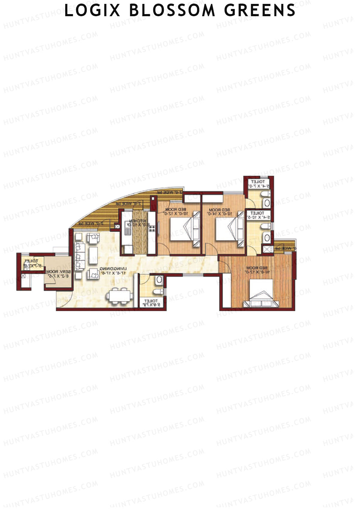 Logix Blossom Greens Tower B Unit 4 (Type 5A) Floor Plan