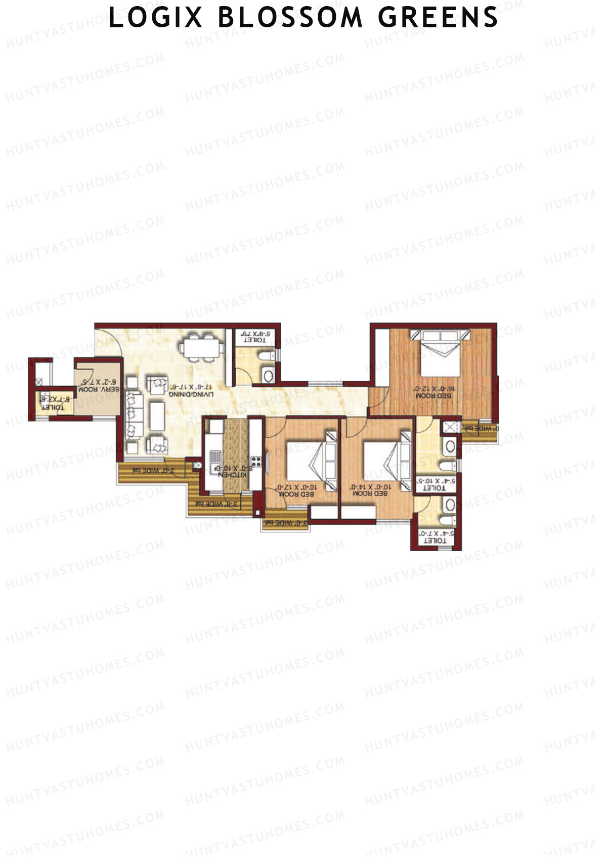 Logix Blossom Greens Tower B Unit 5 (Type 5) Floor Plan
