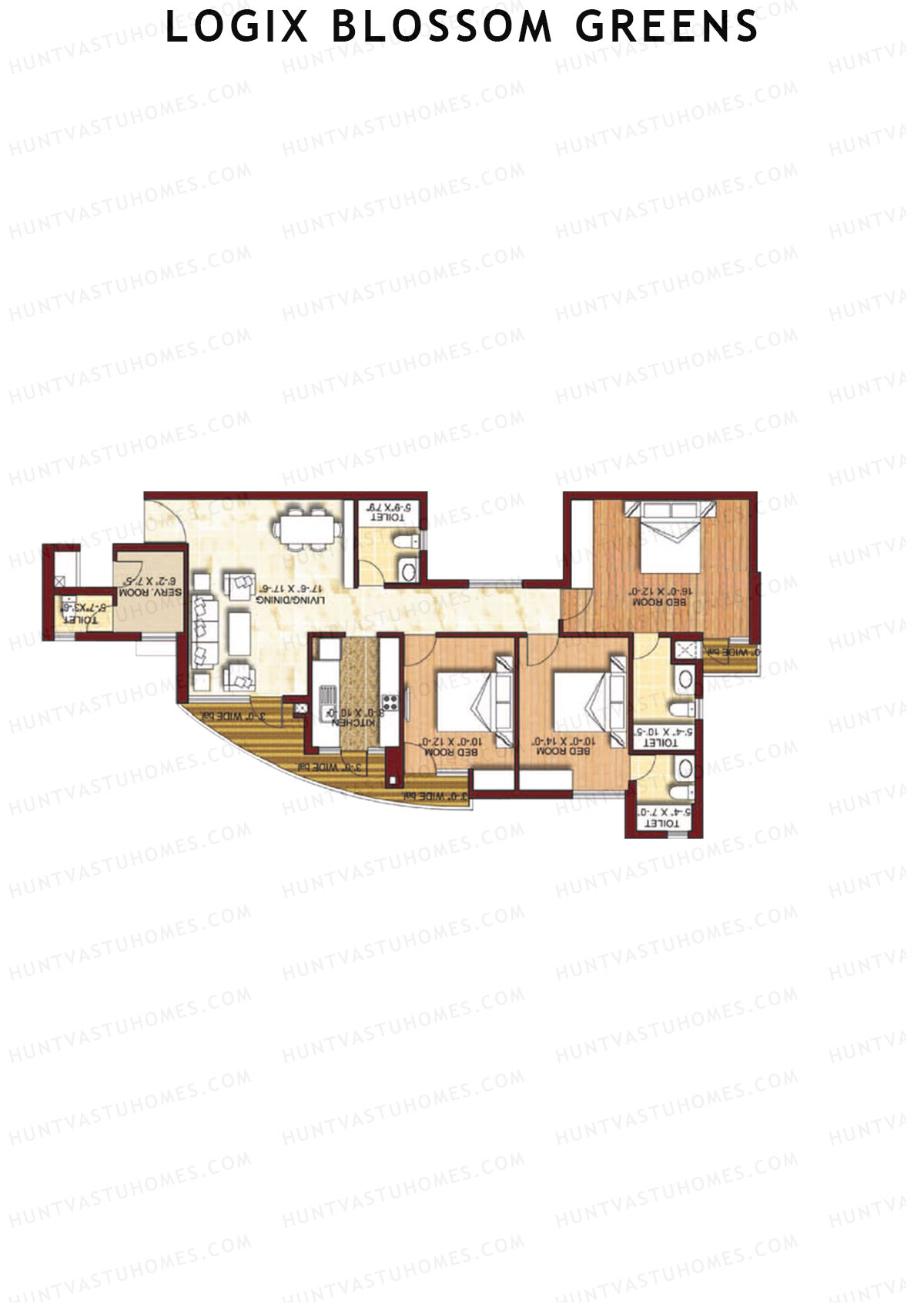 Logix Blossom Greens Tower B Unit 5 (Type 5A) Floor Plan