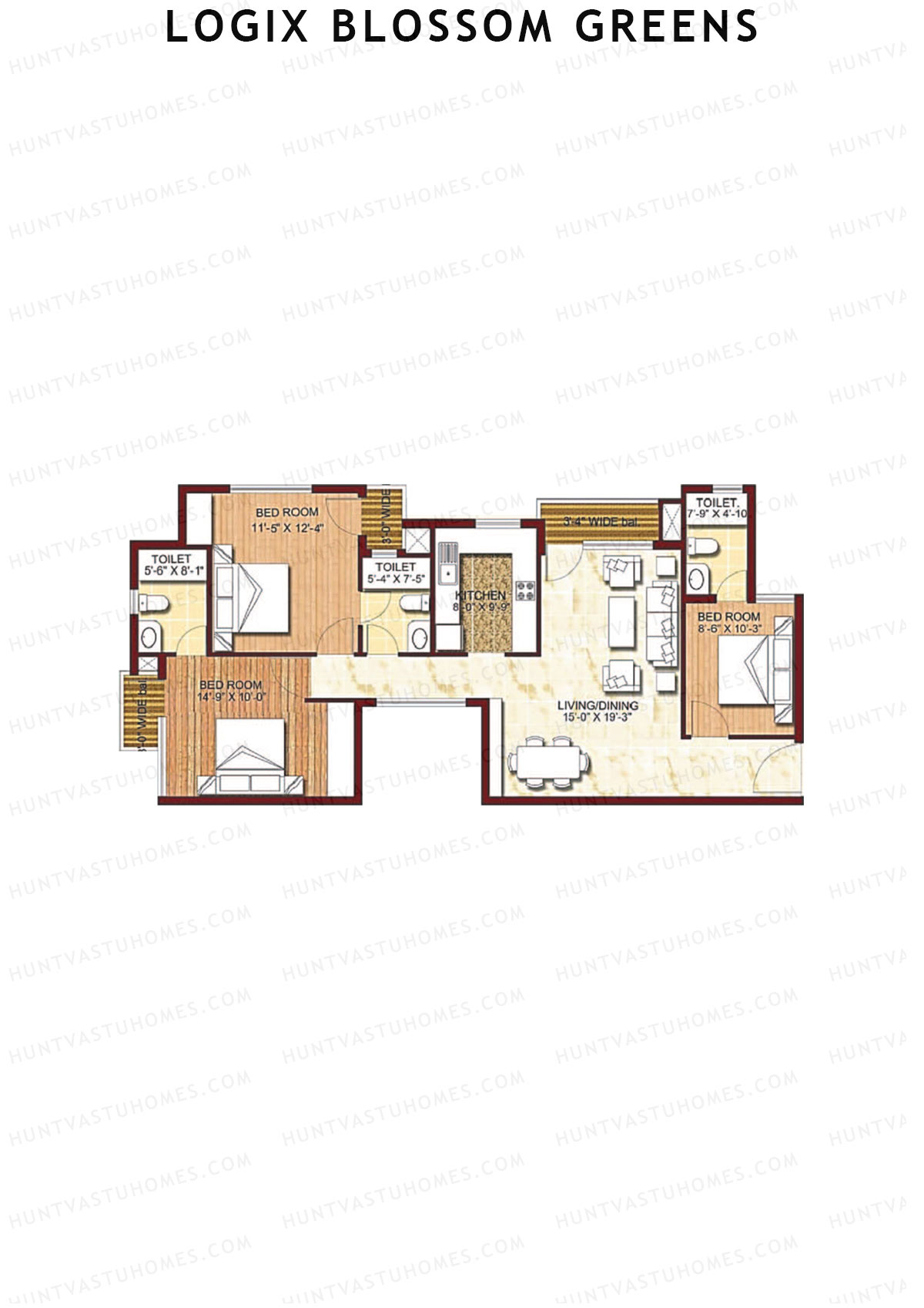 Logix Blossom Greens Tower C Unit 1 (Type 4) Floor Plan