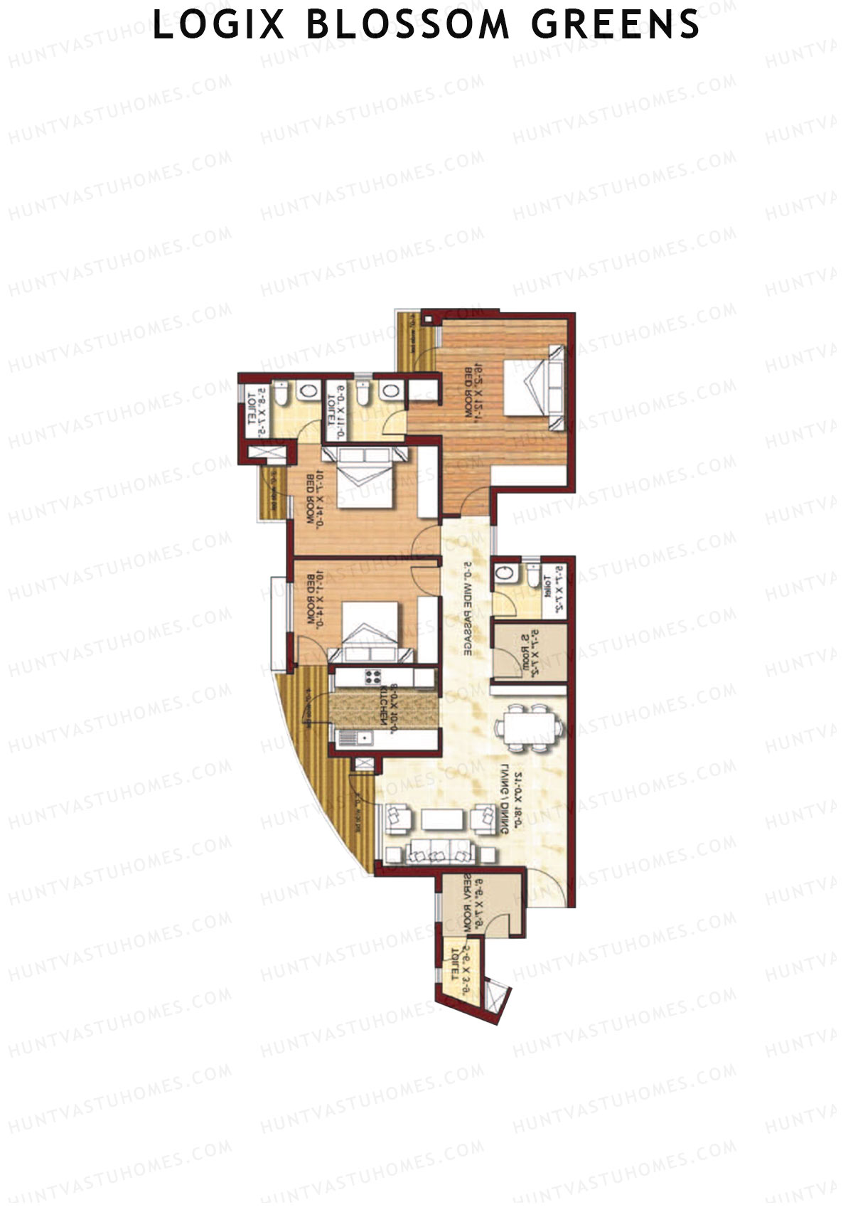 Logix Blossom Greens Tower C Unit 2 (Type 6A) Floor Plan