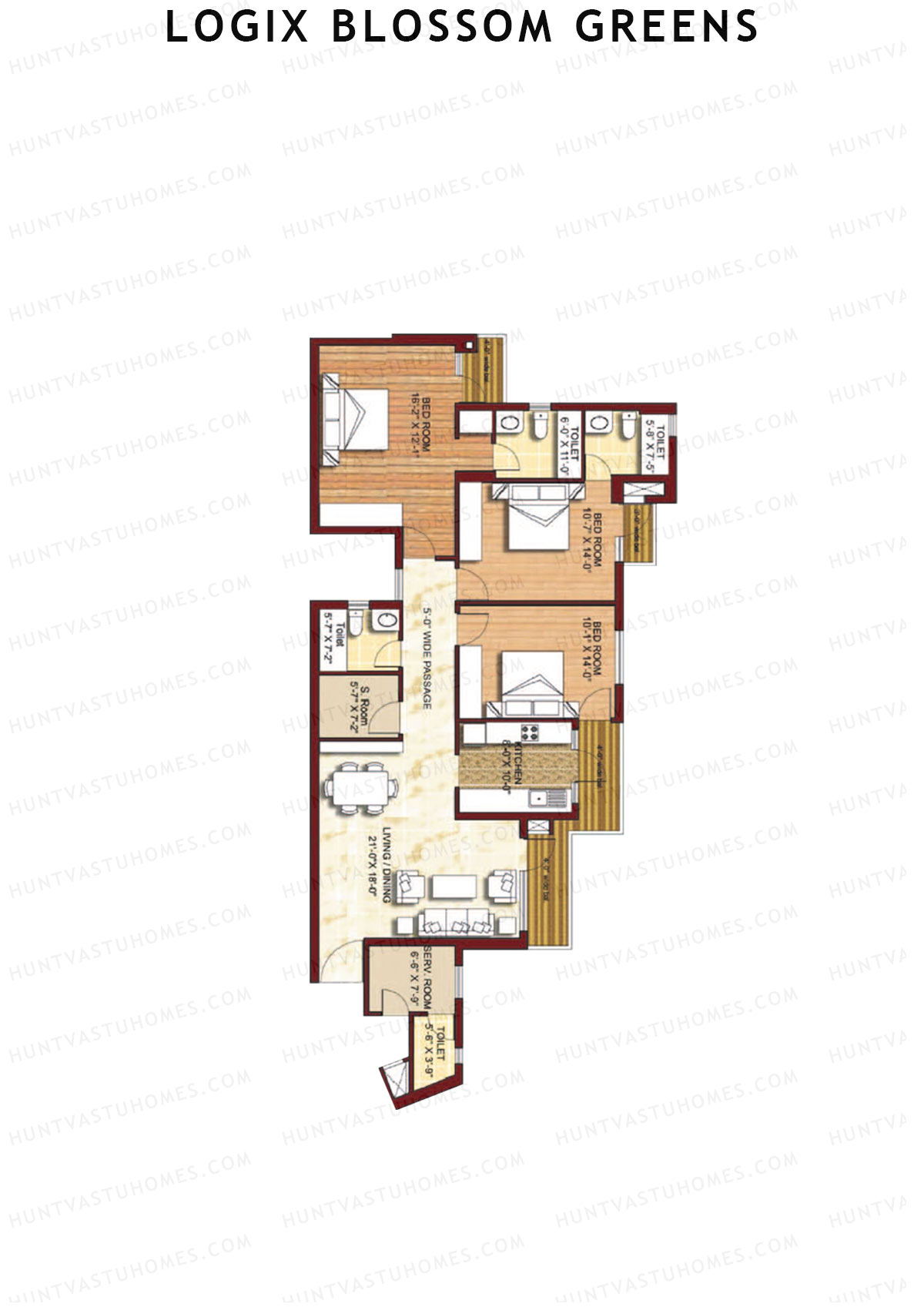 Logix Blossom Greens Tower C Unit 3 (Type 6) Floor Plan