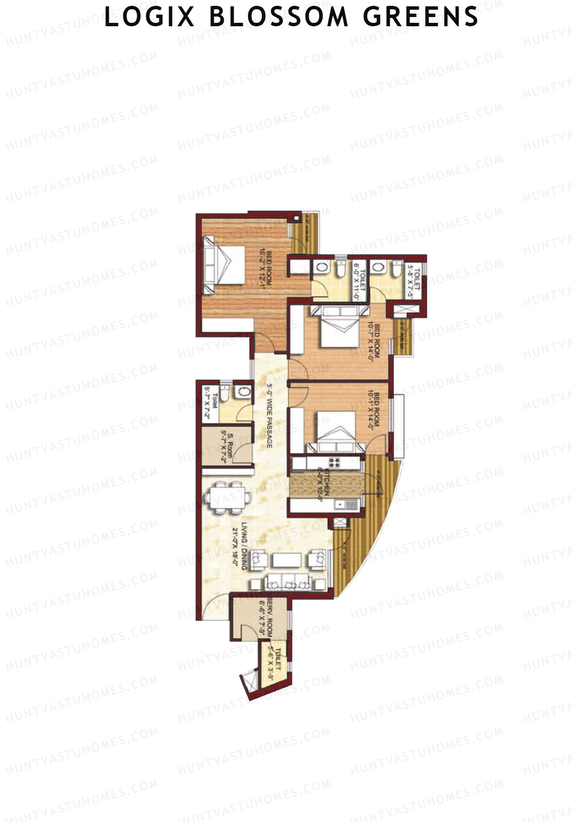 Logix Blossom Greens Tower C Unit 3 (Type 6A) Floor Plan