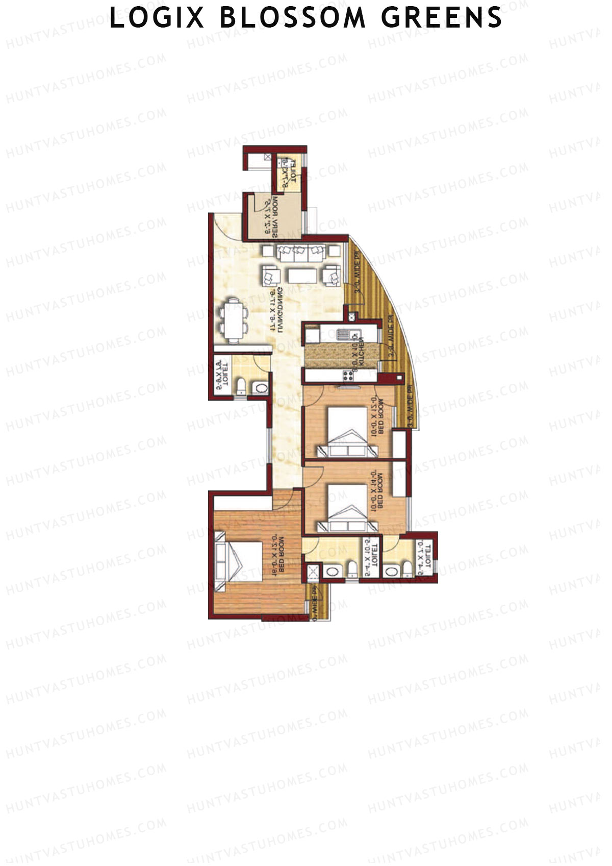 Logix Blossom Greens Tower C Unit 4 (Type 5A) Floor Plan