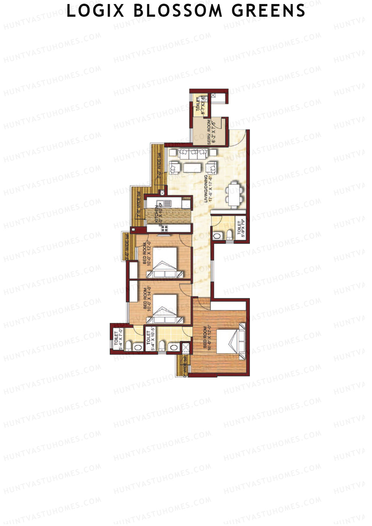 Logix Blossom Greens Tower C Unit 5 (Type 5) Floor Plan