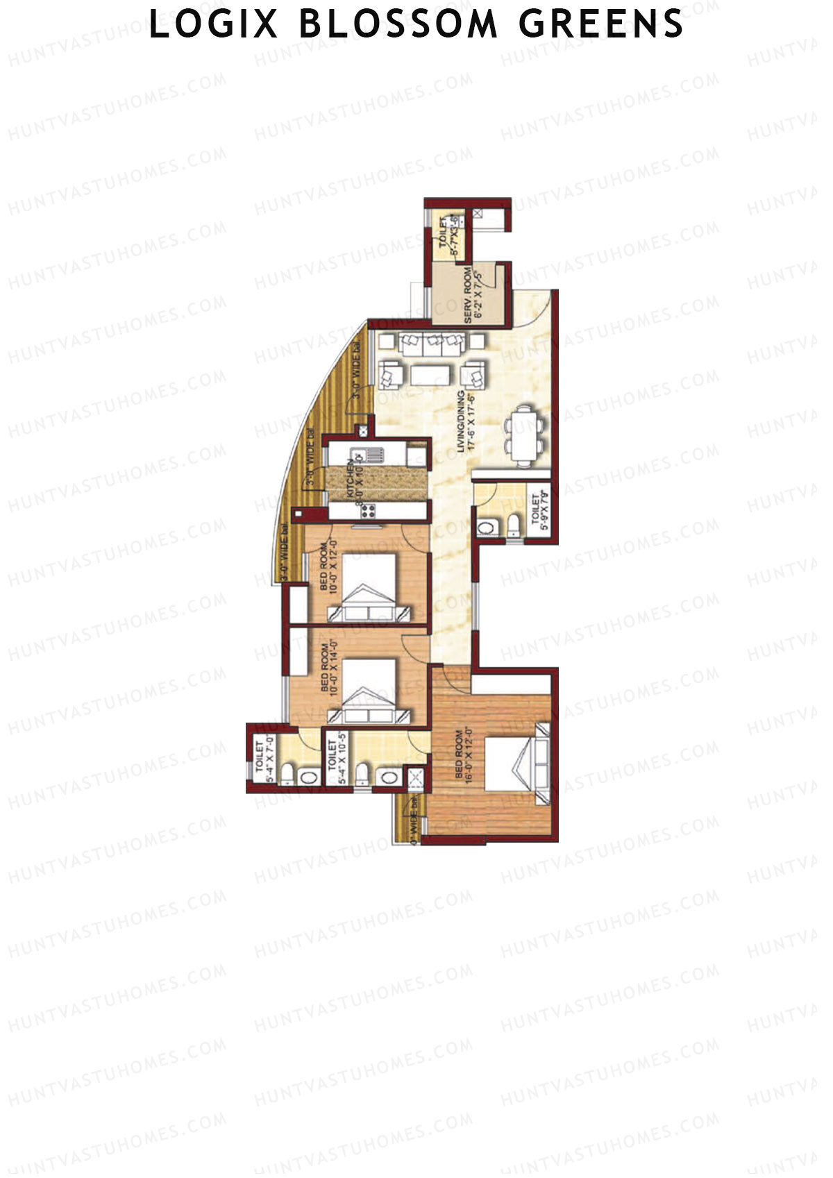 Logix Blossom Greens Tower C Unit 5 (Type 5A) Floor Plan