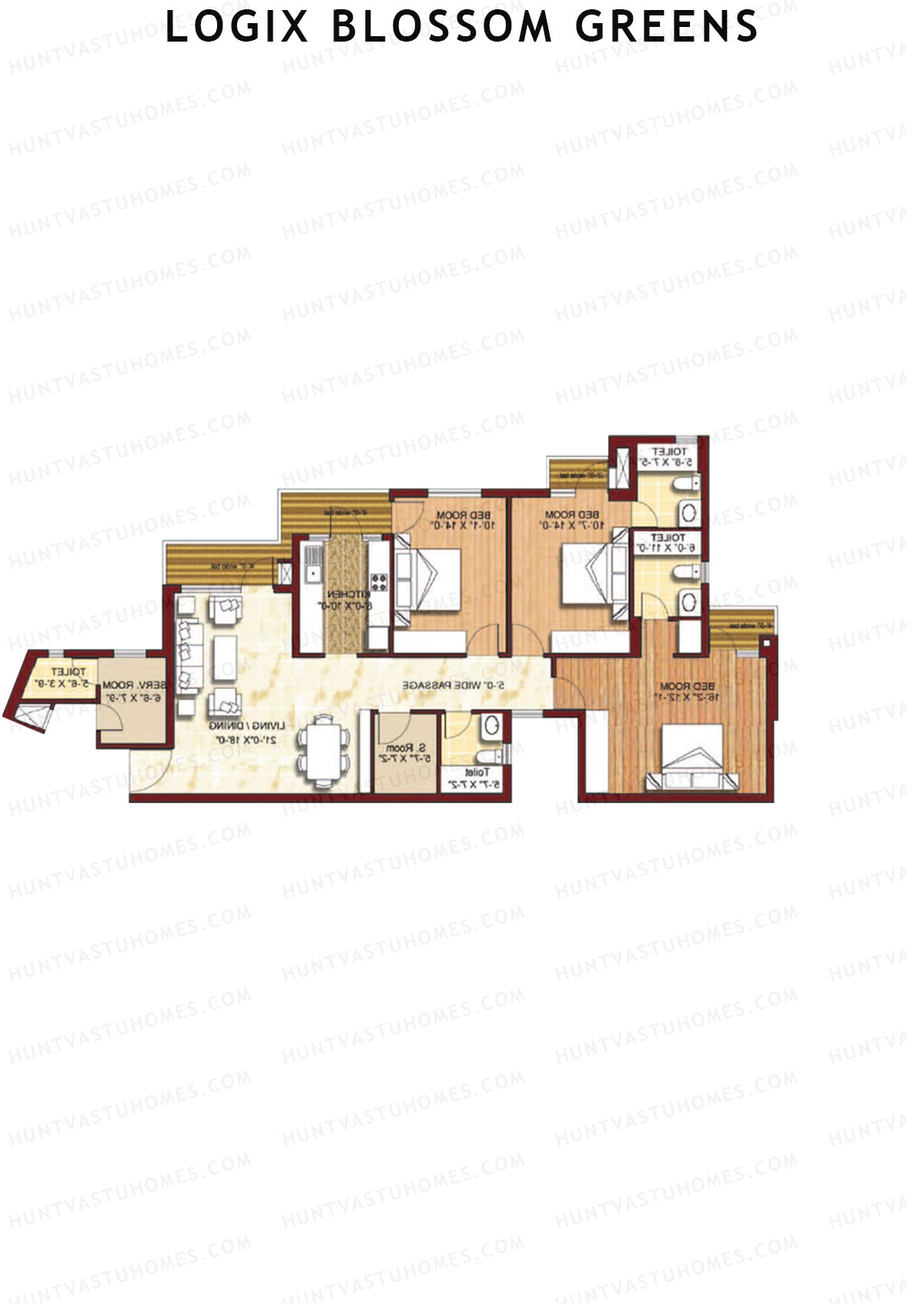 Logix Blossom Greens Tower E Unit 2 (Type 6) Floor Plan