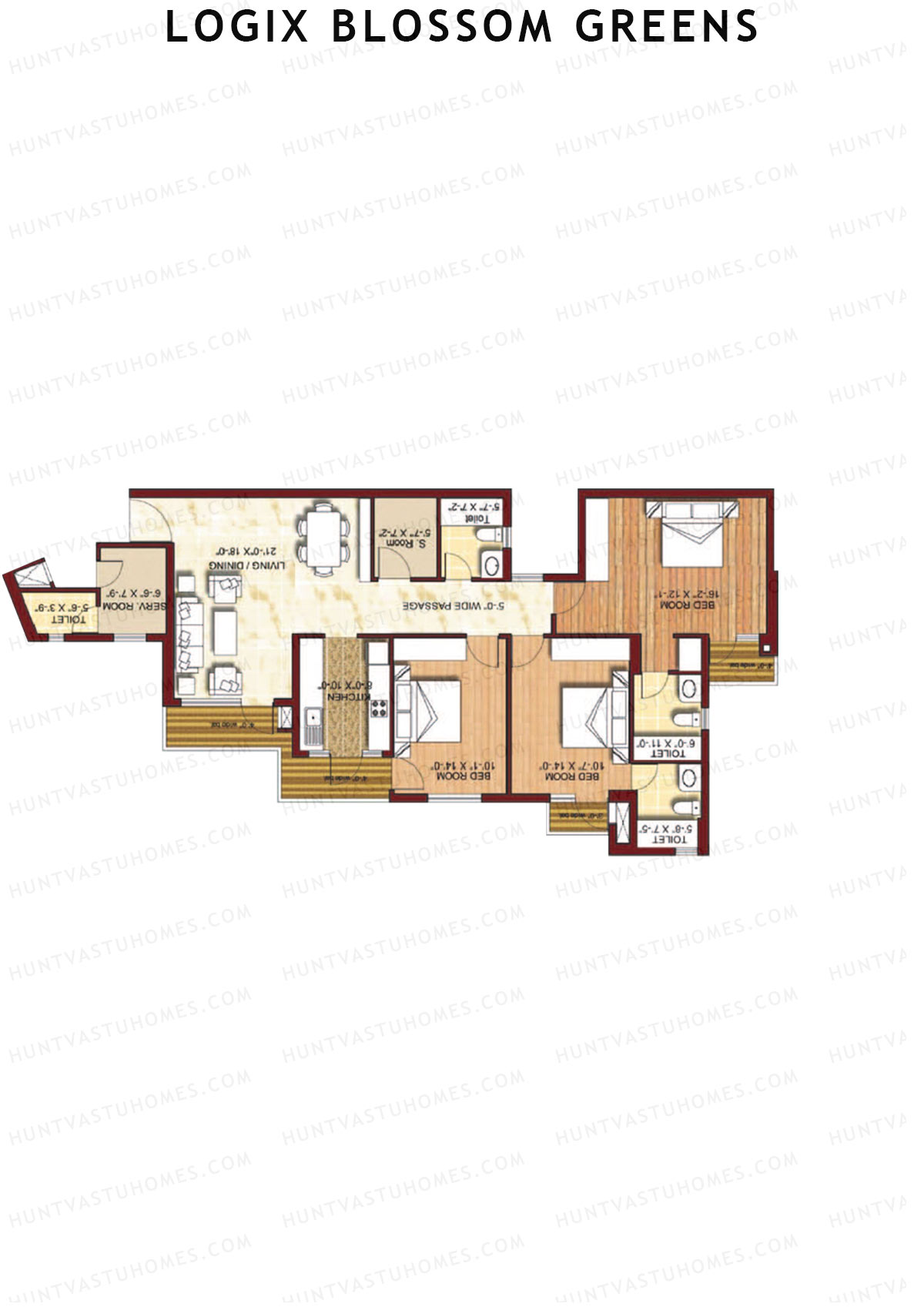 Logix Blossom Greens Tower E Unit 3 (Type 6) Floor Plan