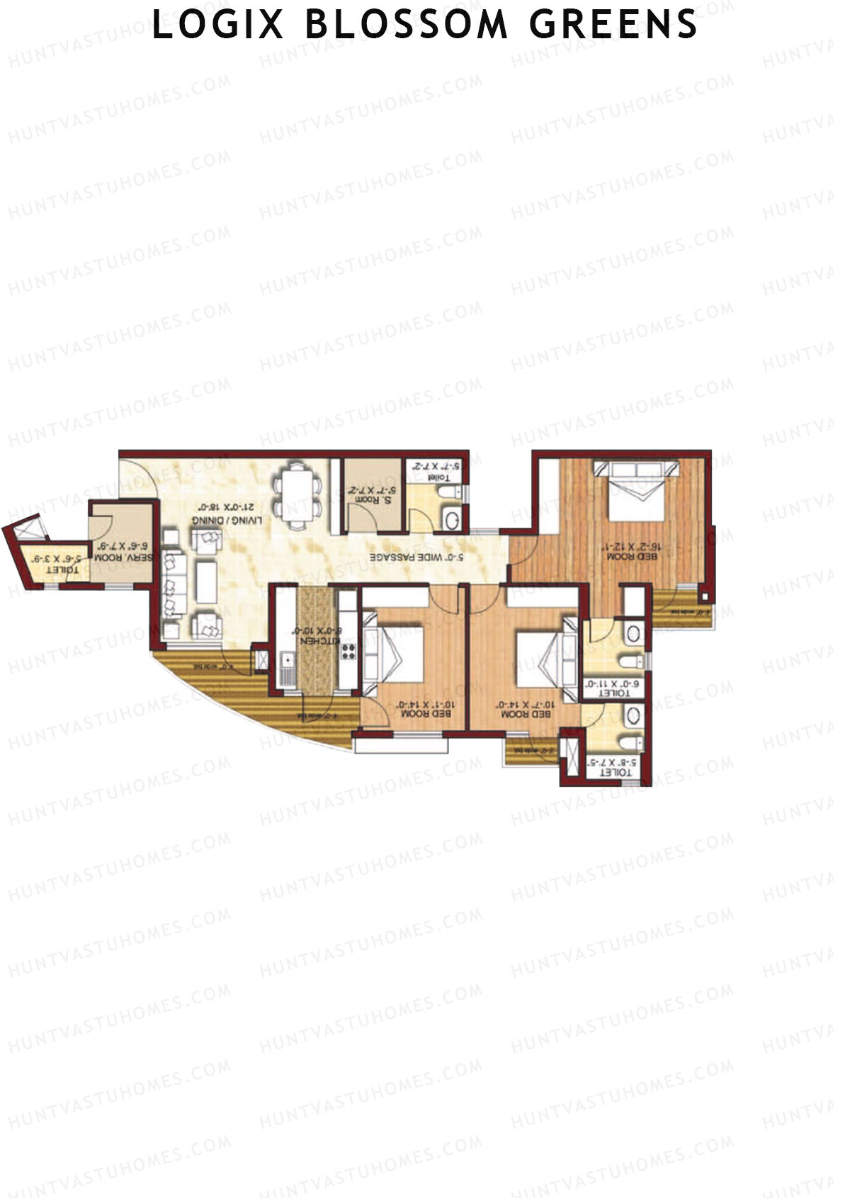 Logix Blossom Greens Tower F Unit 3 (Type 6A) Floor Plan
