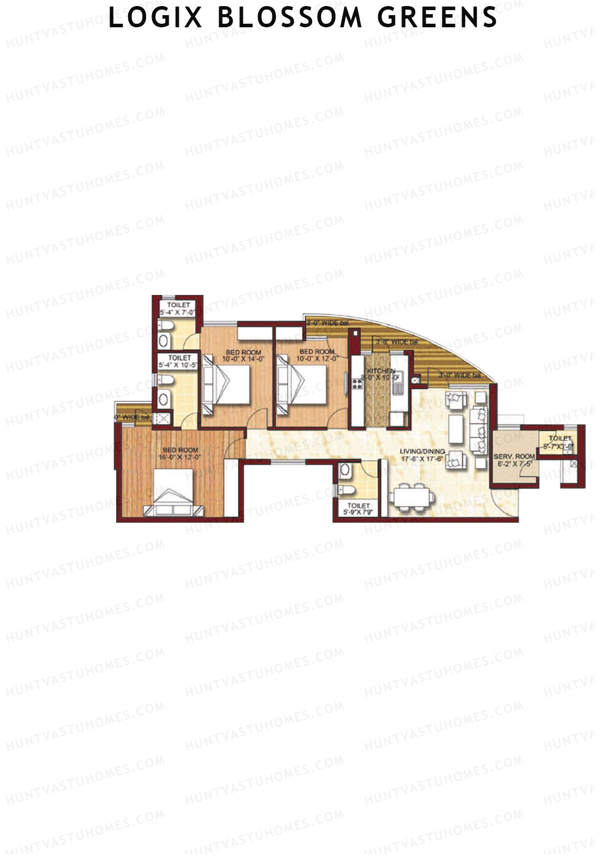 Logix Blossom Greens Tower F Unit 5 (Type 5A) Floor Plan