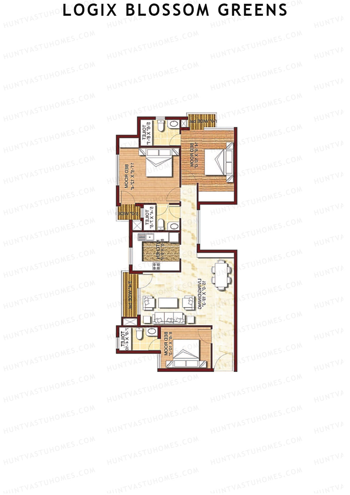 Logix Blossom Greens Tower F Unit 6 (Type 4) Floor Plan