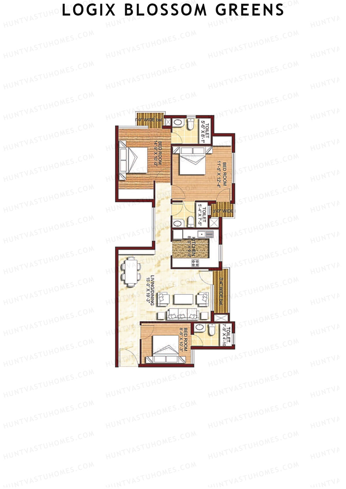 Logix Blossom Greens Tower G Unit 1 (Type 4) Floor Plan