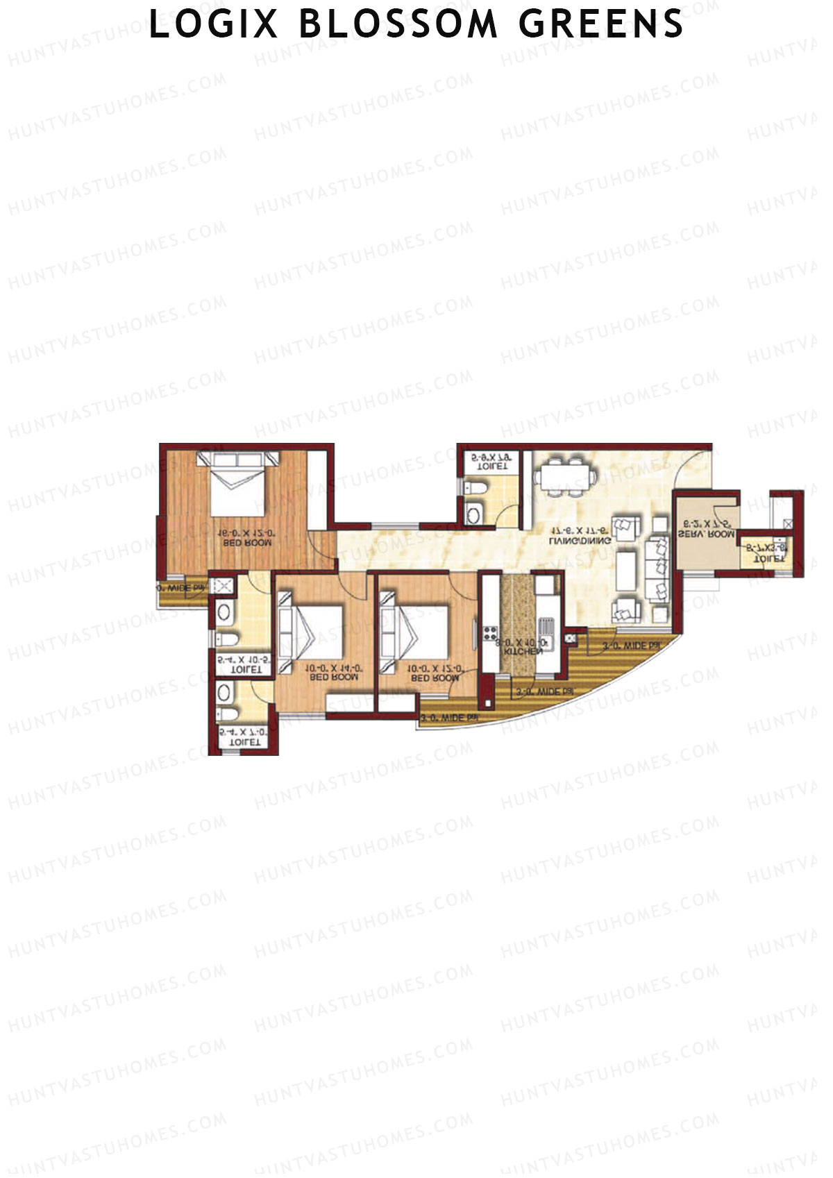 Logix Blossom Greens Tower G Unit 4 (Type 5A) Floor Plan
