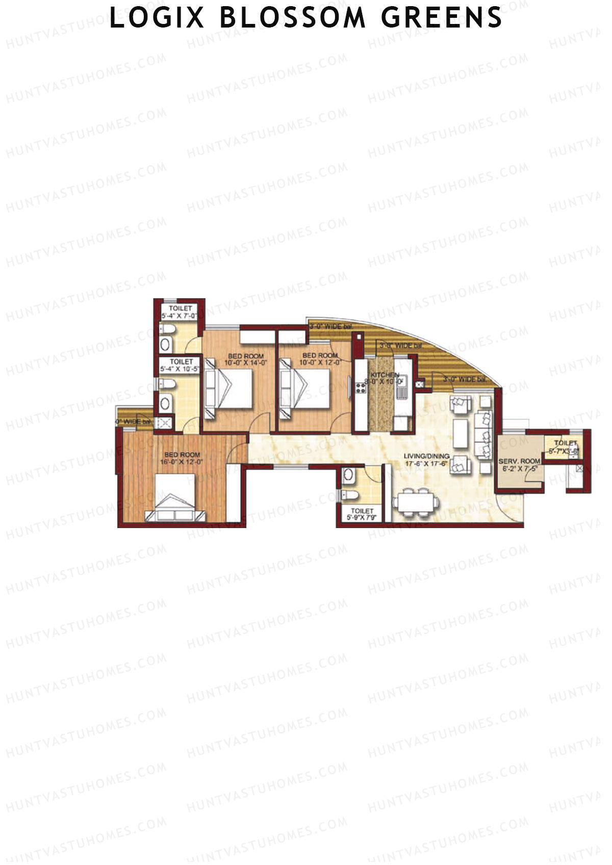 Logix Blossom Greens Tower G Unit 5 (Type 5A) Floor Plan