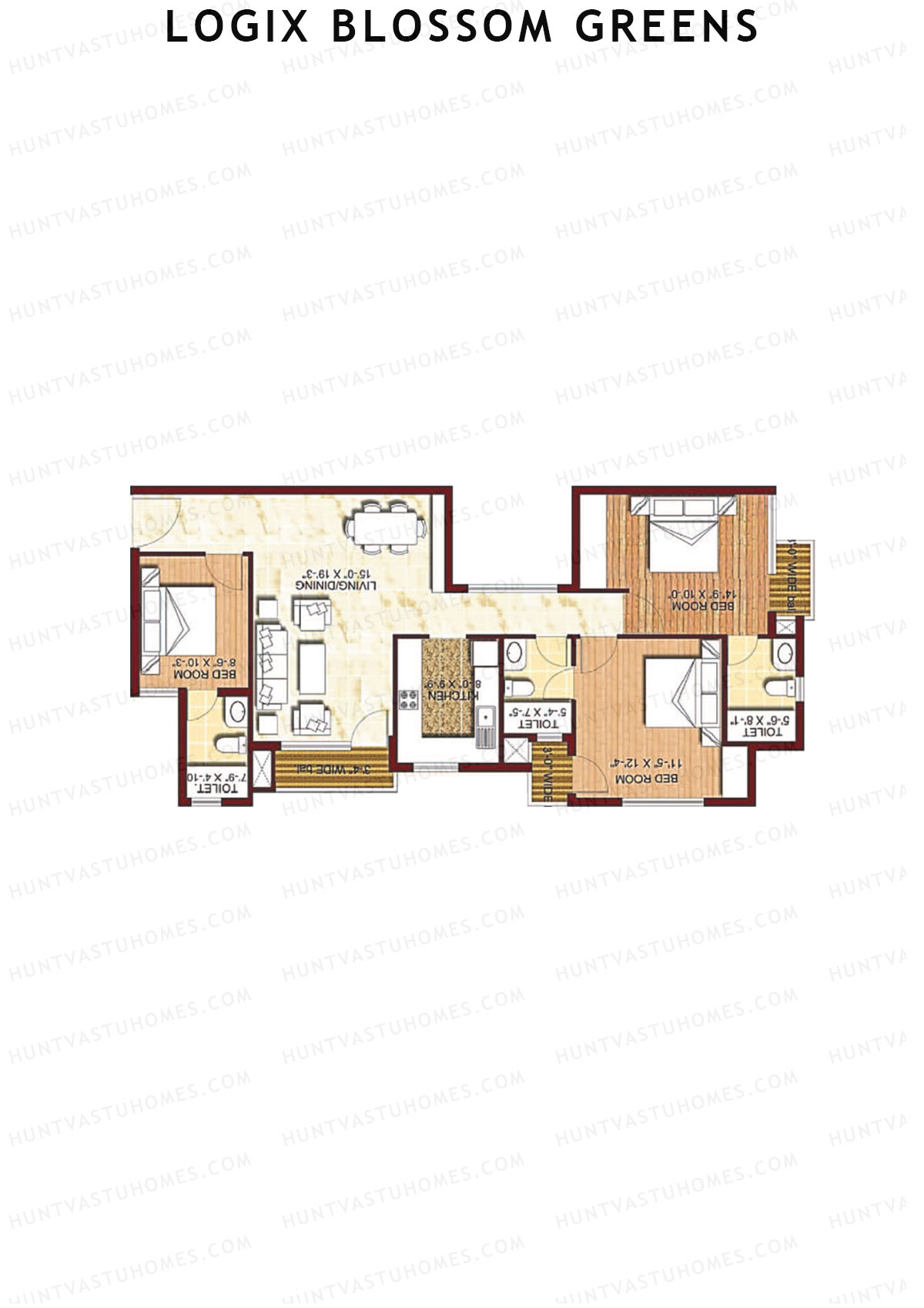 Logix Blossom Greens Tower H Unit 1 (Type 4) Floor Plan