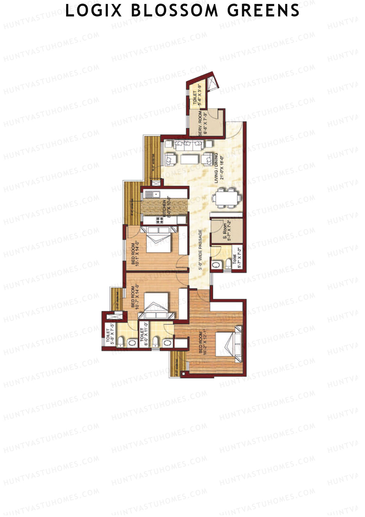 Logix Blossom Greens Tower H Unit 3 (Type 6) Floor Plan