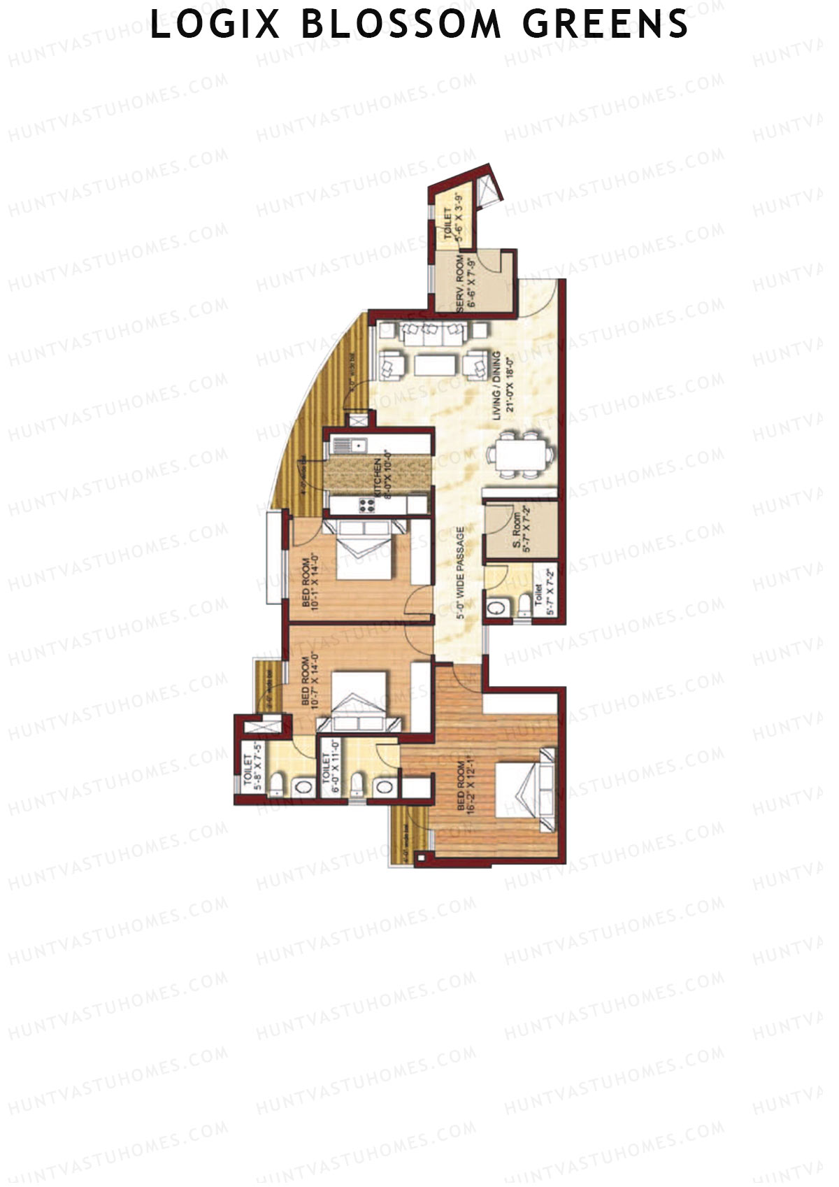 Logix Blossom Greens Tower H Unit 3 (Type 6A) Floor Plan
