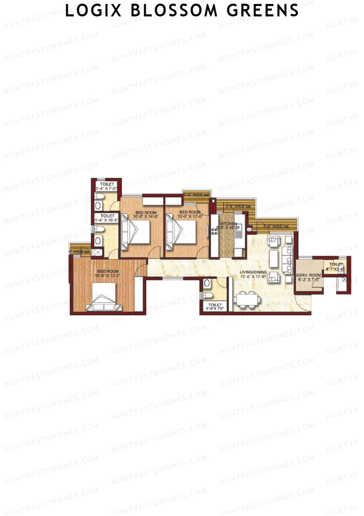 Logix Blossom Greens Tower H Unit 5 (Type 5) Floor Plan