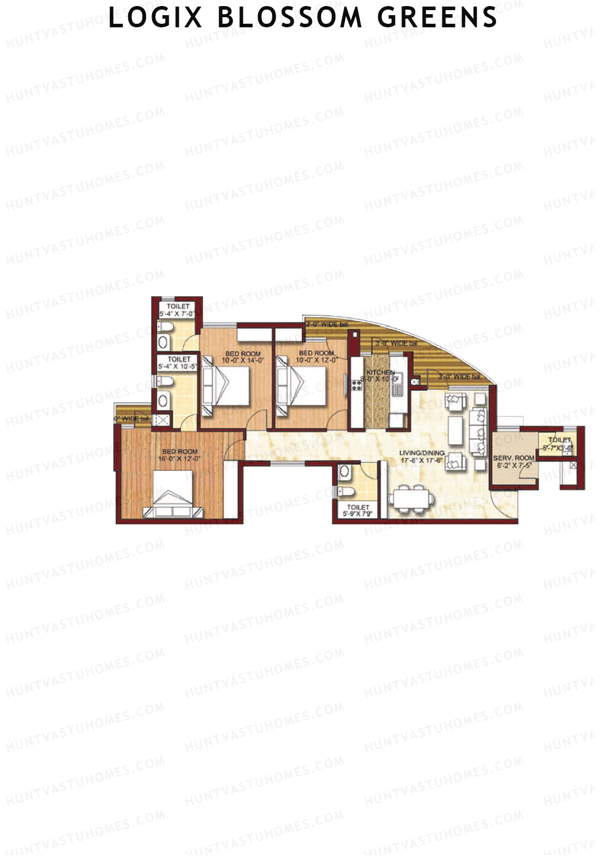 Logix Blossom Greens Tower H Unit 5 (Type 5A) Floor Plan