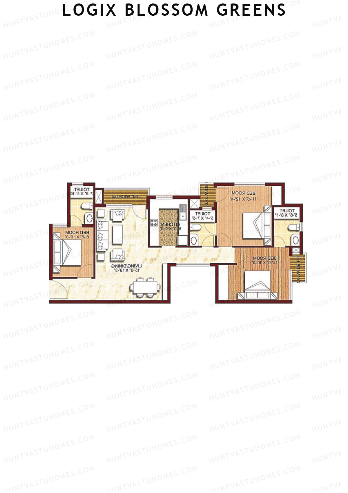 Logix Blossom Greens Tower H Unit 6 (Type 4) Floor Plan