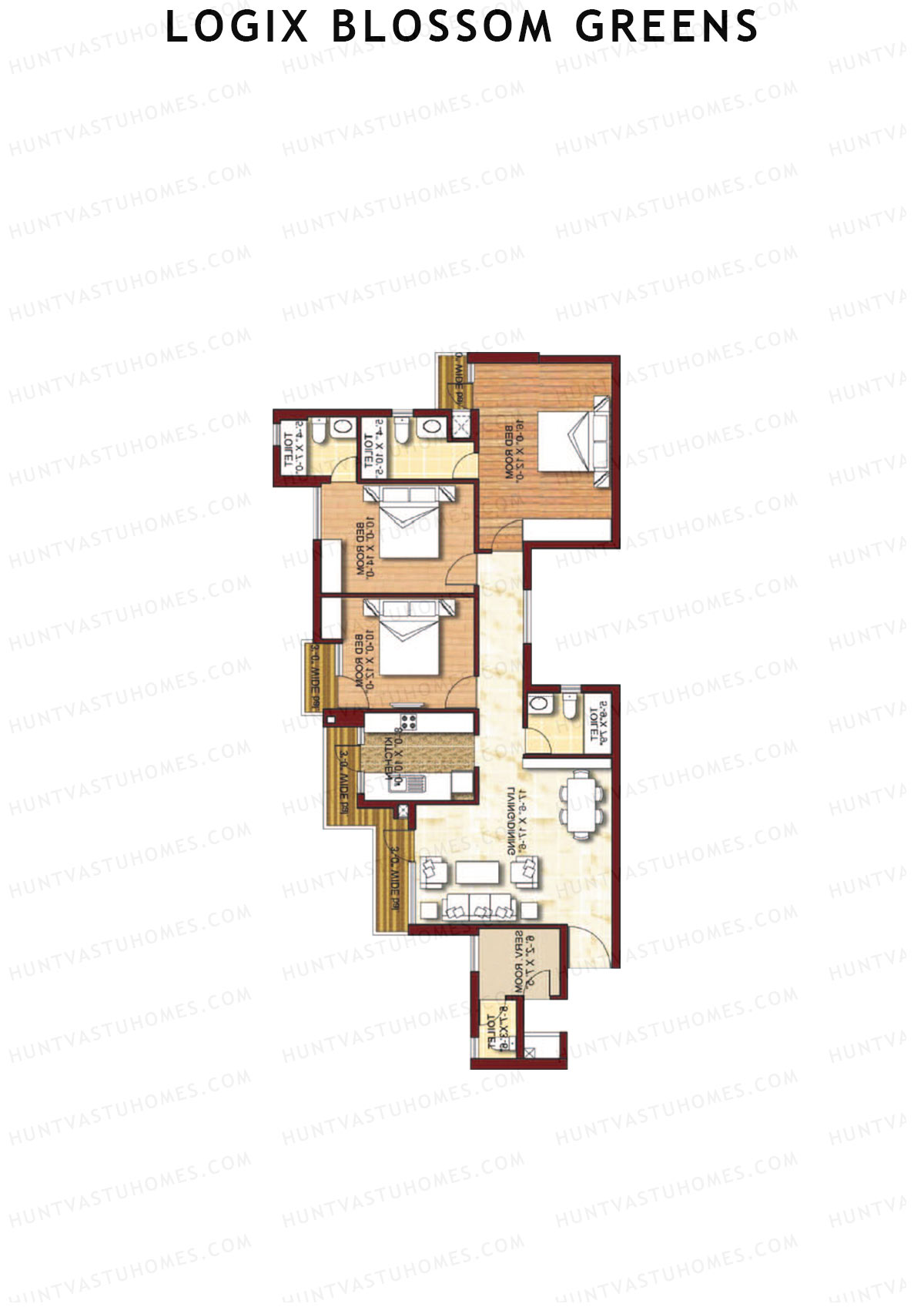 Logix Blossom Greens Tower I Unit 4 (Type 5) Floor Plan