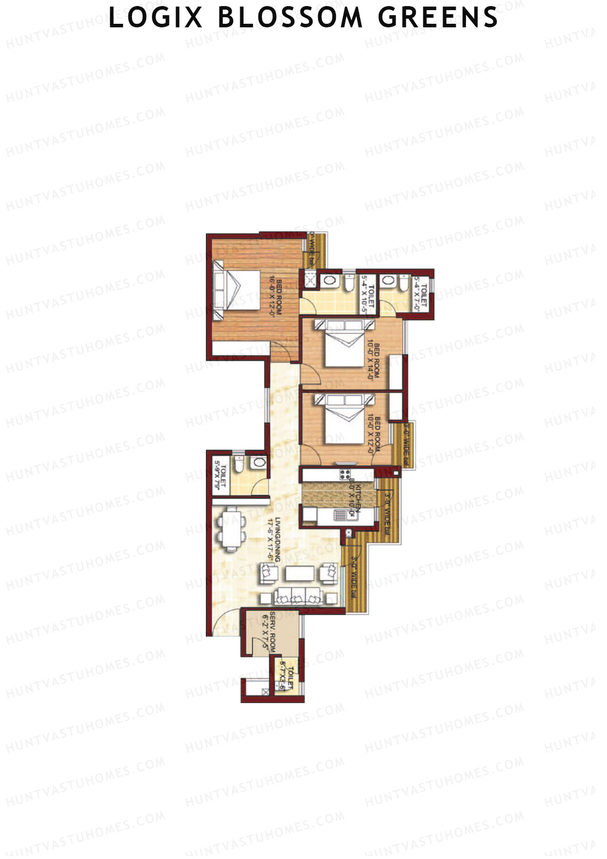 Logix Blossom Greens Tower I Unit 5 (Type 5) Floor Plan