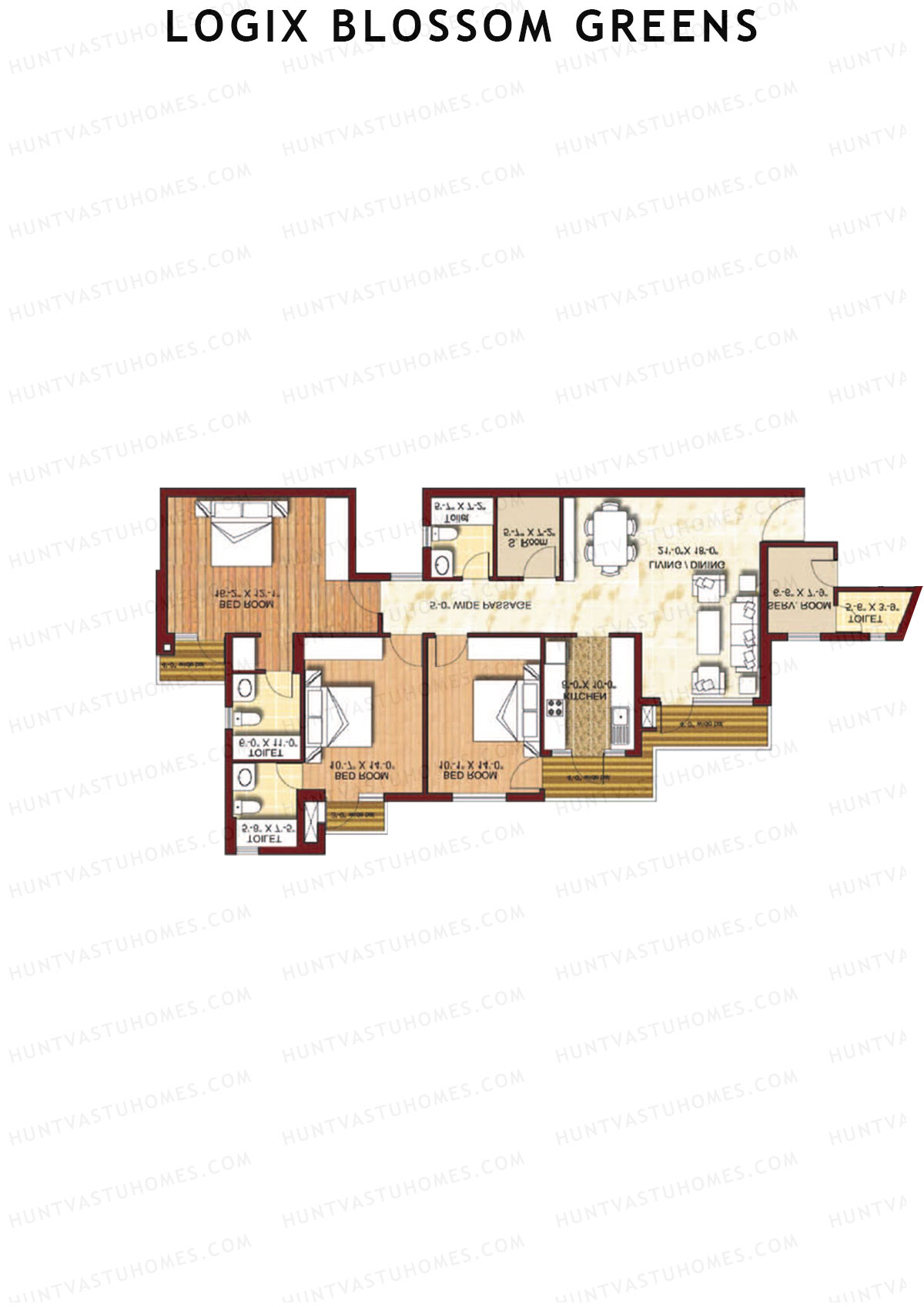 Logix Blossom Greens Tower J Unit 2 (Type 6) Floor Plan