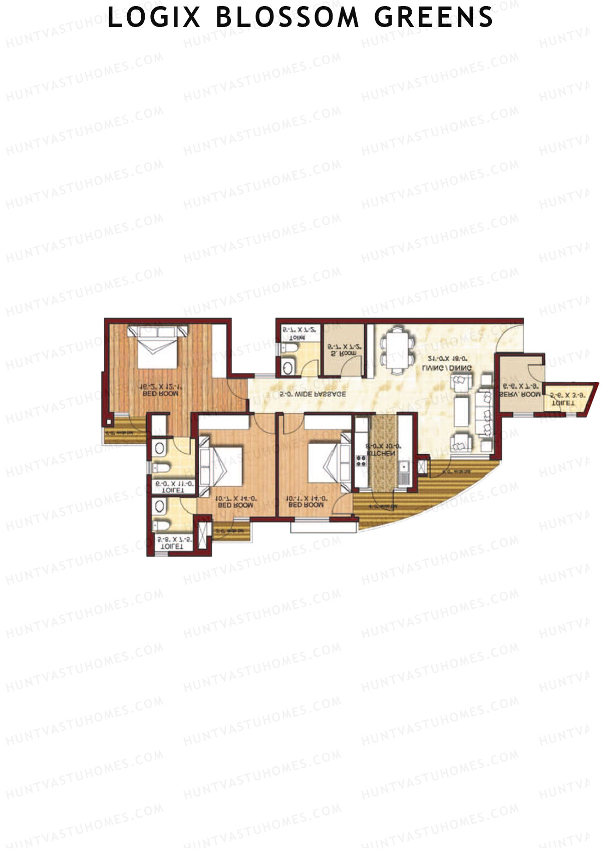 Logix Blossom Greens Tower J Unit 2 (Type 6A) Floor Plan