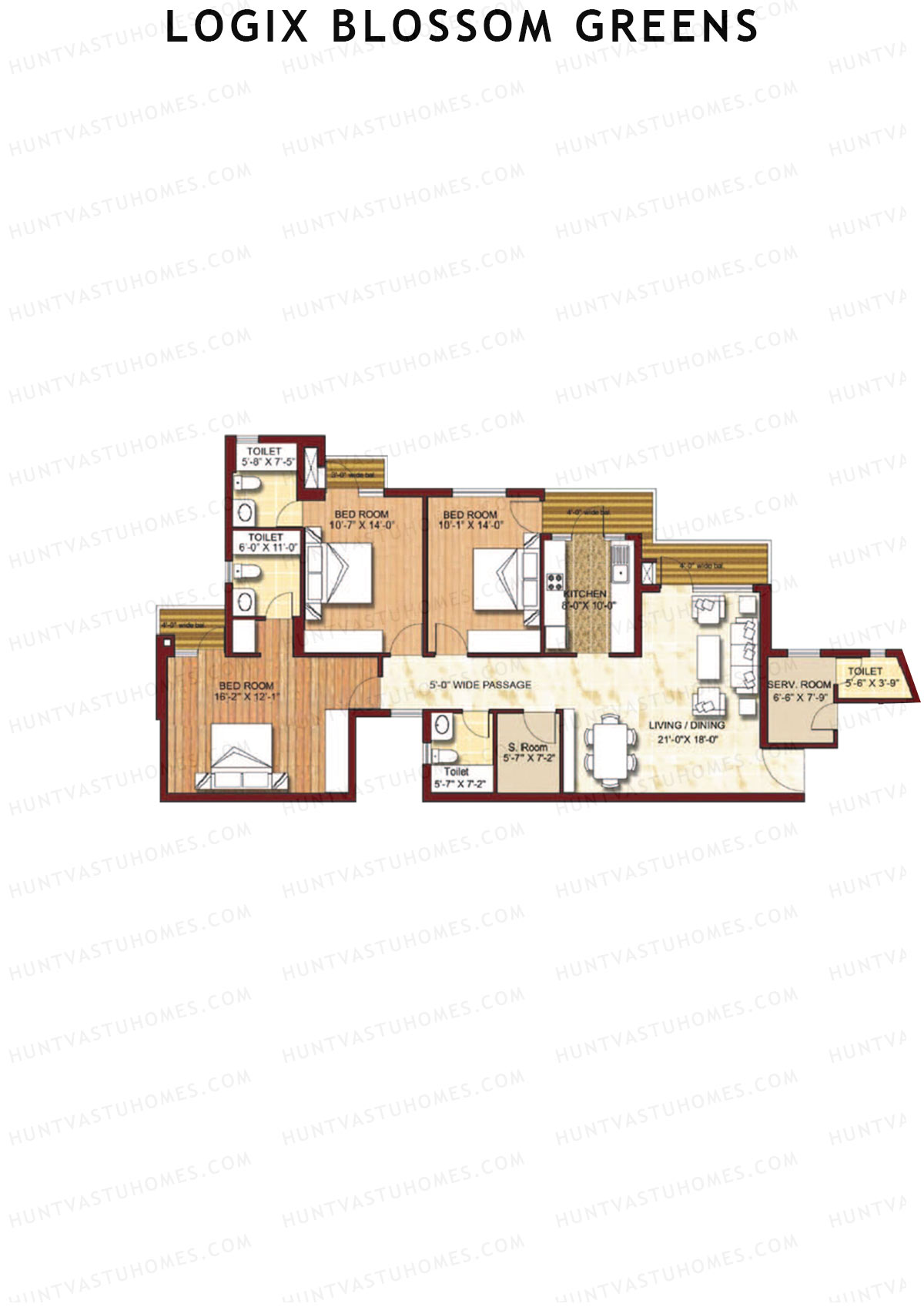 Logix Blossom Greens Tower J Unit 3 (Type 6) Floor Plan