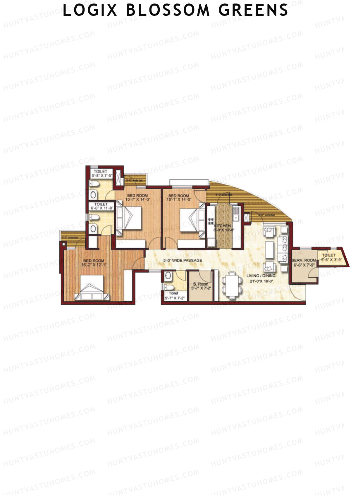 Logix Blossom Greens Tower J Unit 3 (Type 6A) Floor Plan
