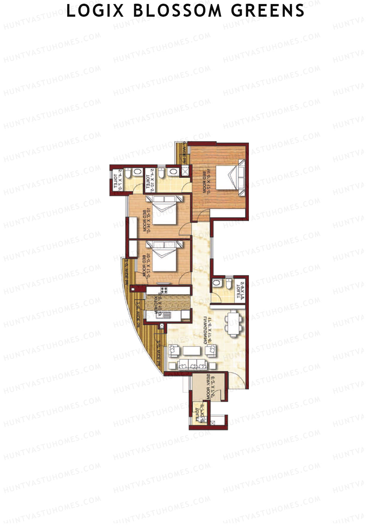 Logix Blossom Greens Tower J Unit 4 (Type 5A) Floor Plan