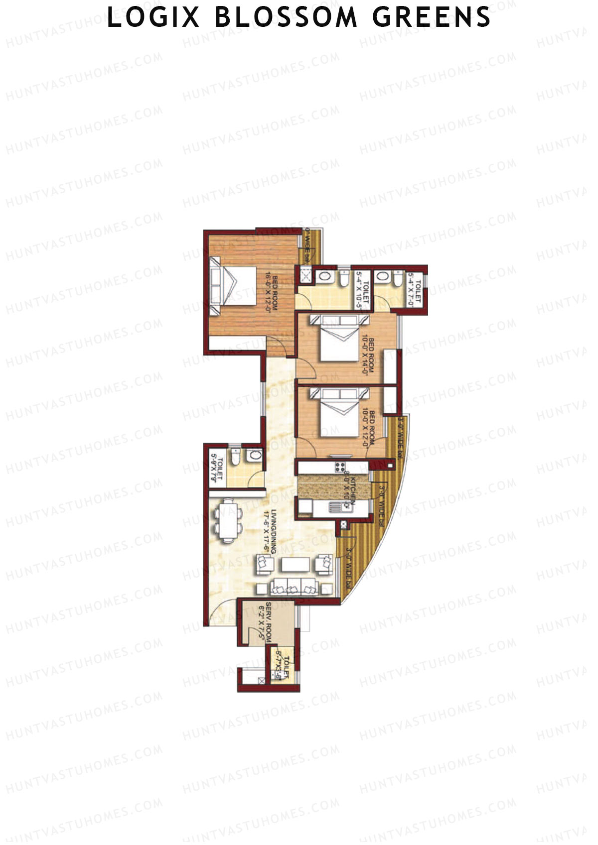 Logix Blossom Greens Tower J Unit 5 (Type 5A) Floor Plan