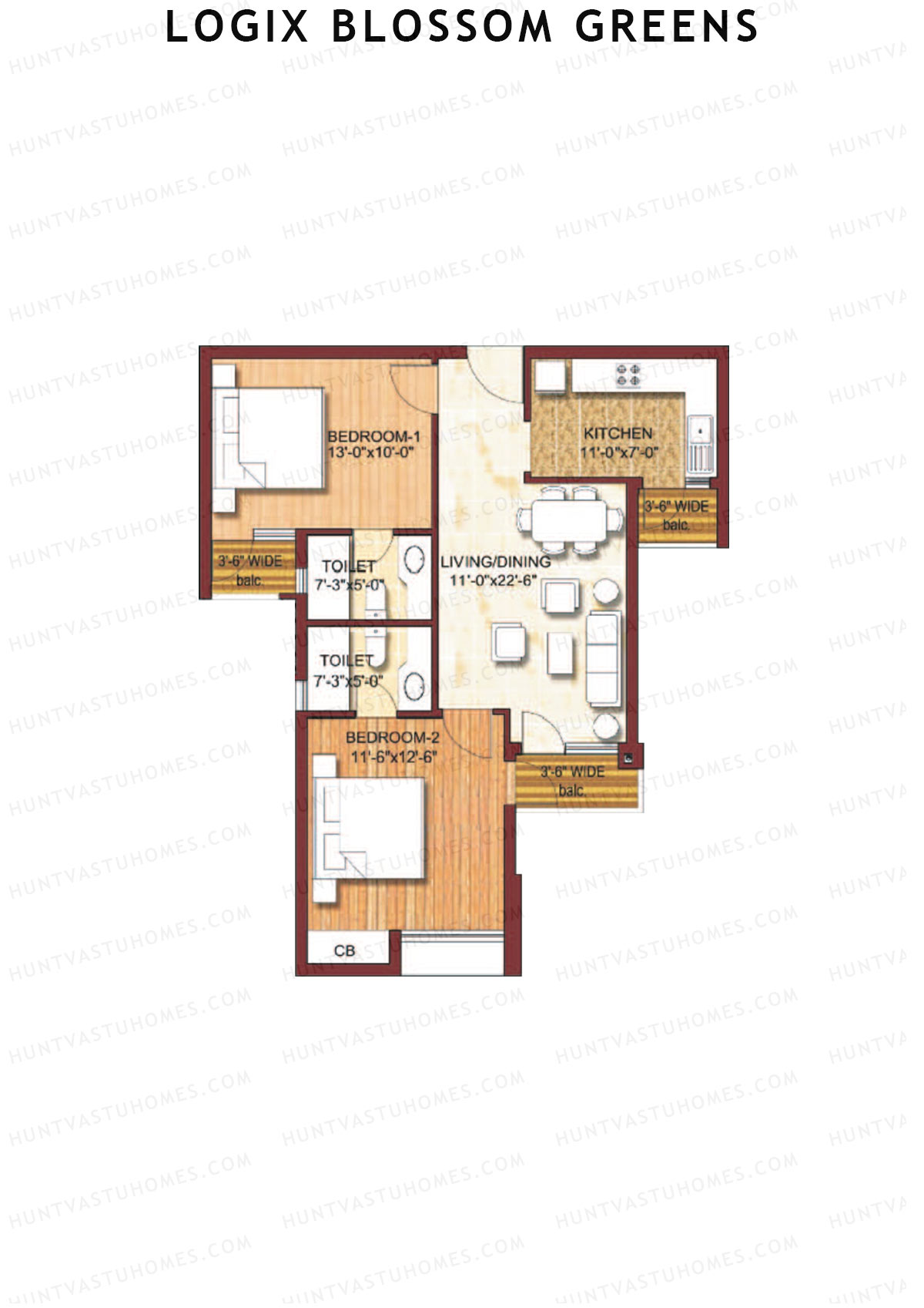 Logix Blossom Greens Tower M Unit 2 (Type 2) Floor Plan