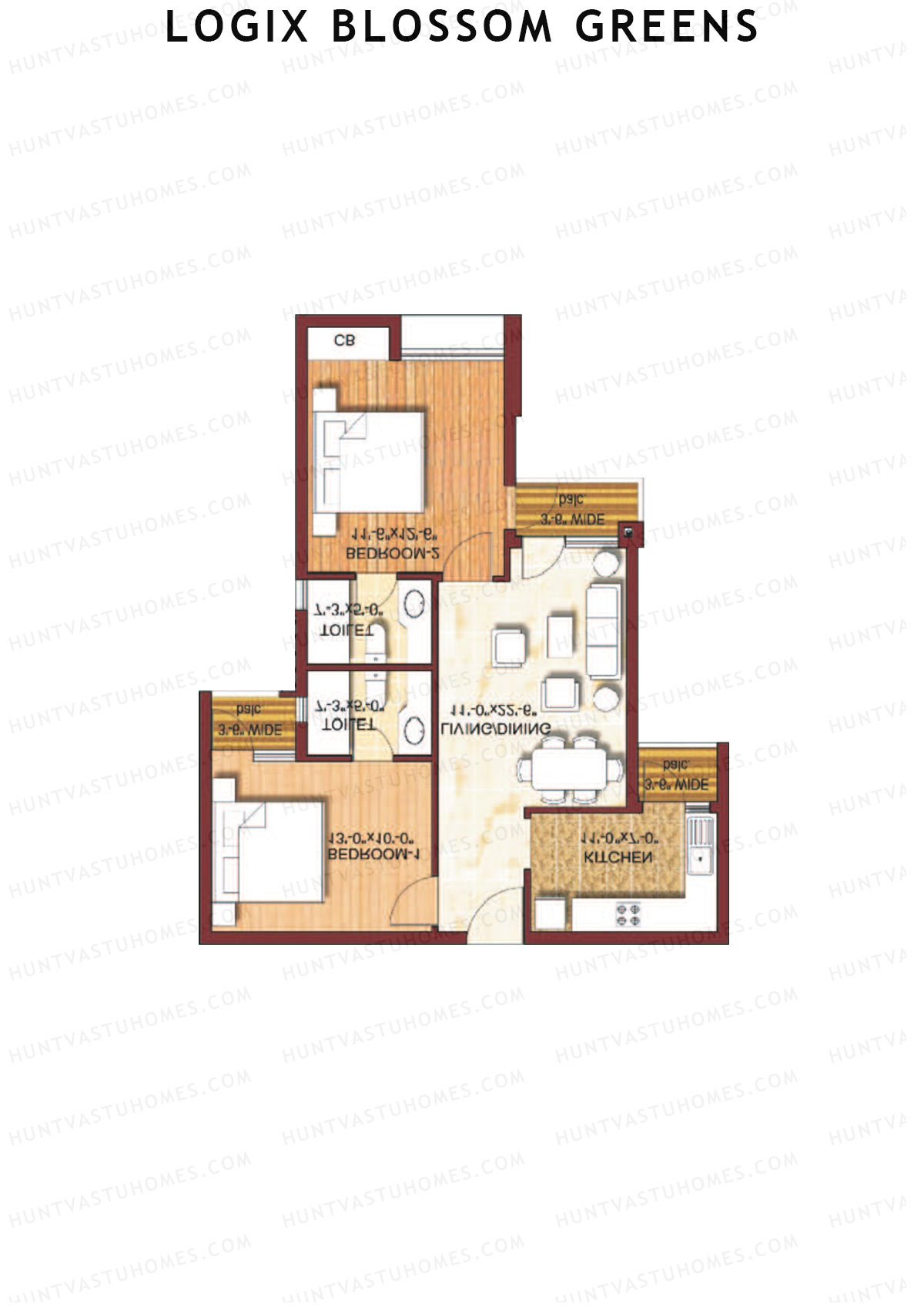 Logix Blossom Greens Tower M Unit 6 (Type 2) Floor Plan