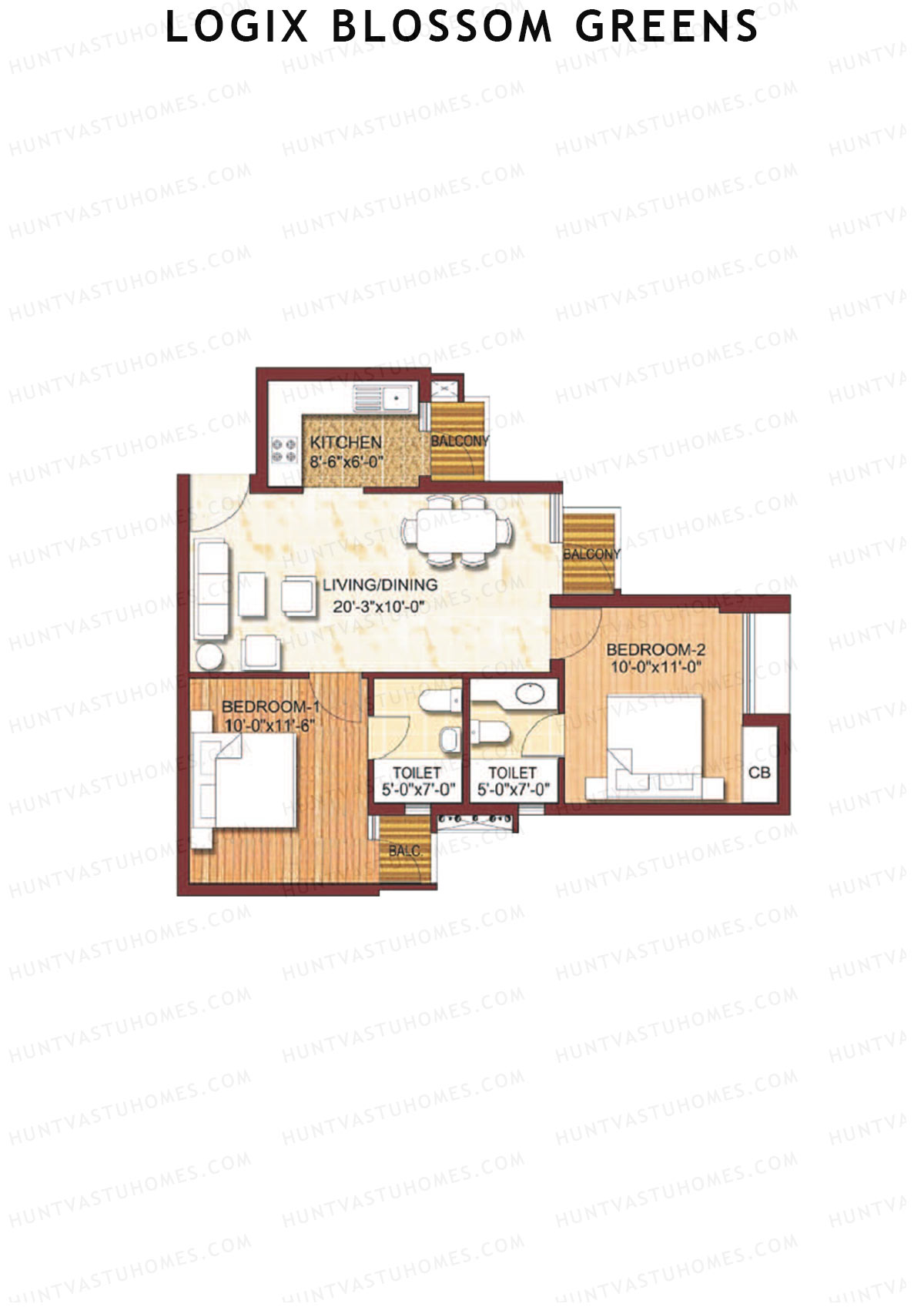 Logix Blossom Greens Tower Q Unit 4 (Type 1) Floor Plan