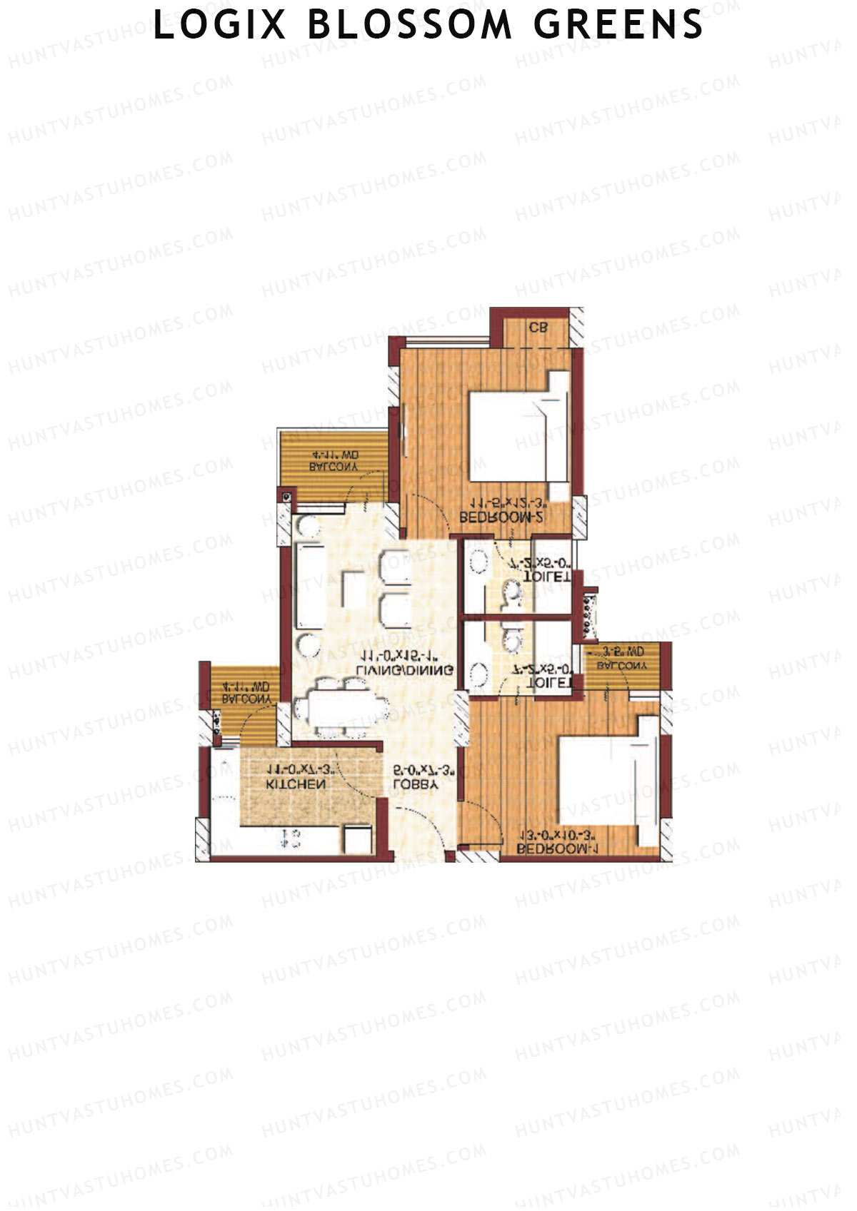 Logix Blossom Greens Tower U Unit 6 (Type 2B) Floor Plan